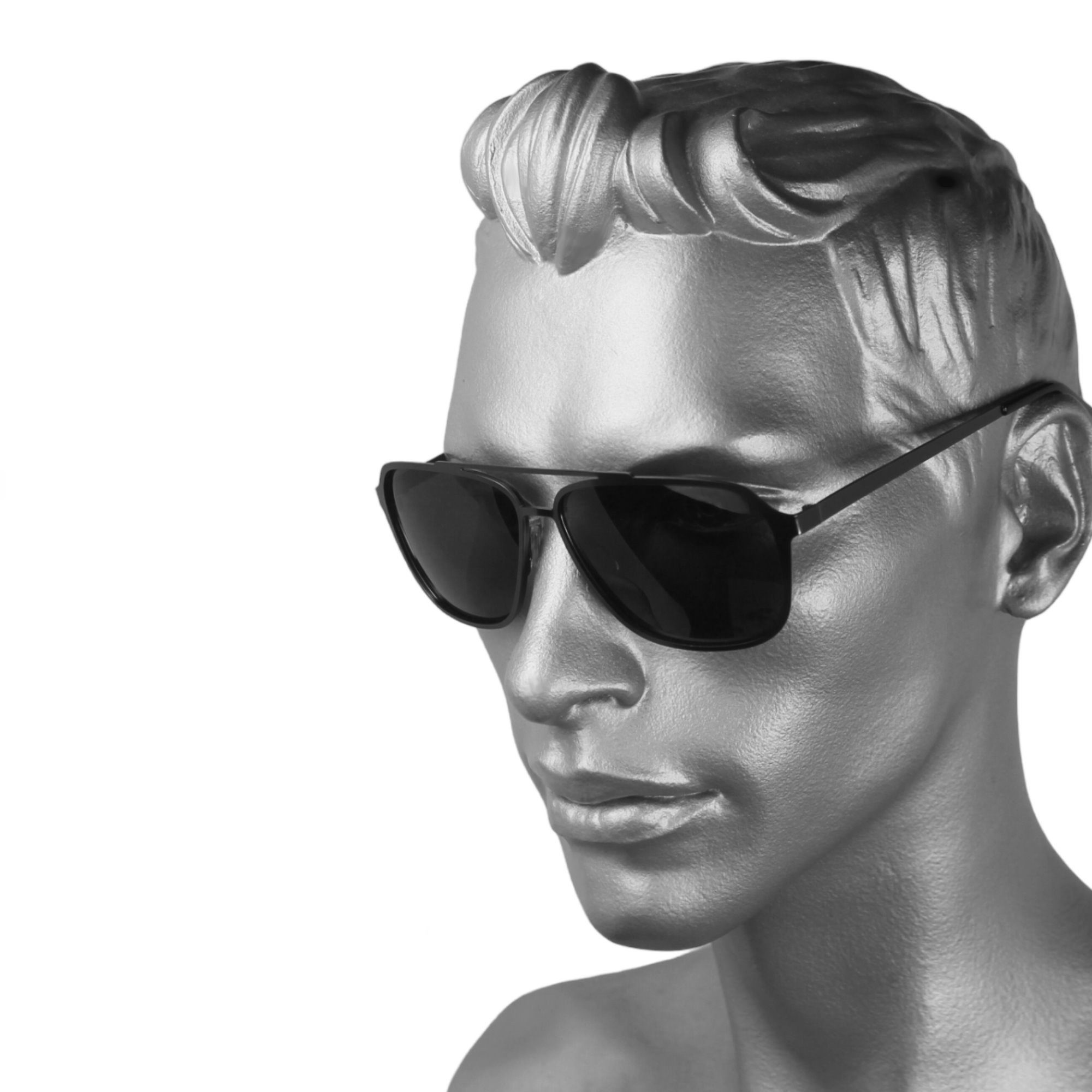 Rennec Sonnenbrille Herren Pilotenbrille Polarisiert Schwarz Eckig mit Hardcase (Polbrille mit schwimmfähiger Brillenbox) Gläser UV400 Getönt, leichtes stabiles Edelstahl Gestell