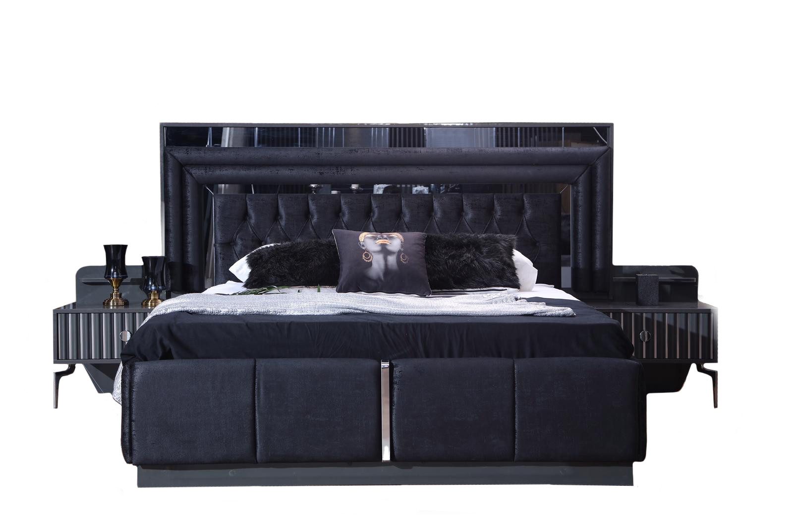 JVmoebel Polsterbett Schwarzes Luxus Chesterfield Doppelbett Moderne Bettgestelle Holz (1-tlg., Bett), Made in Europa