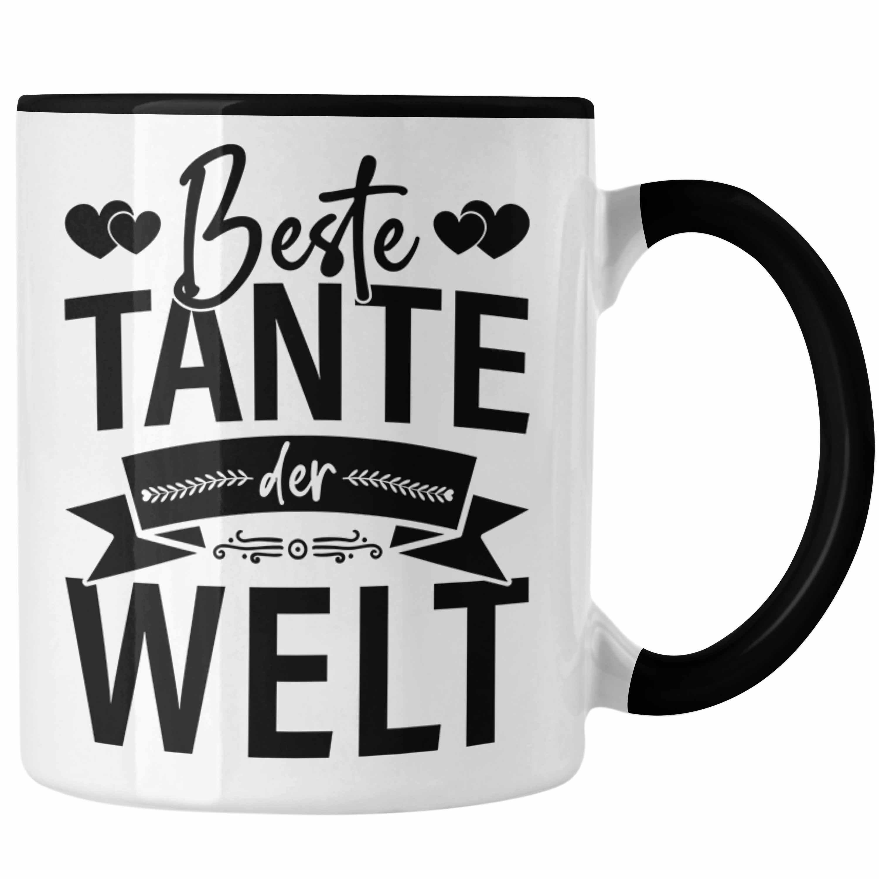 Trendation Tasse Trendation - Beste Tante Der Welt Tasse Geschenkidee Lustig Spruch Lieblingstante Geschenke Schwarz