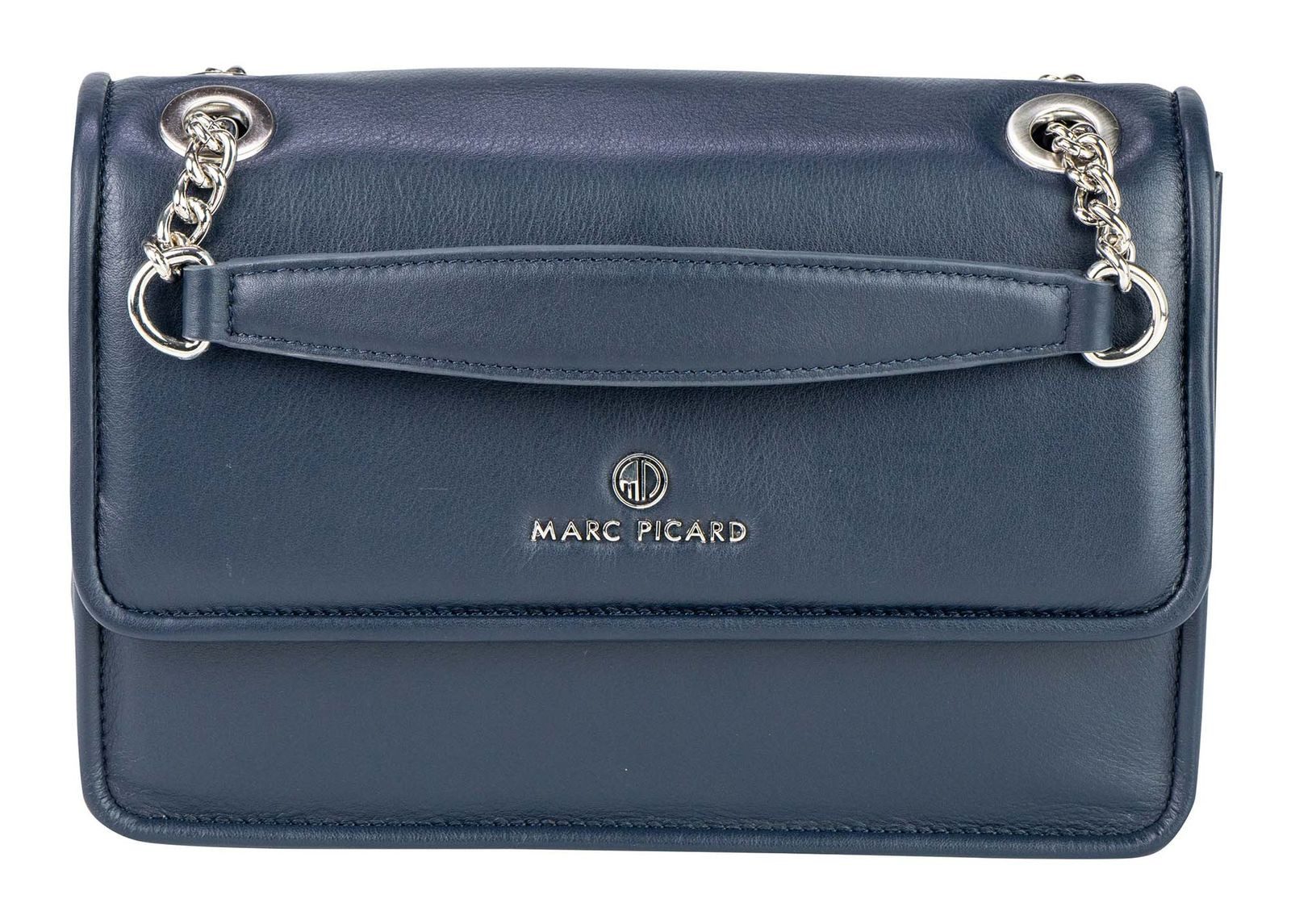 Marc Picard Schultertasche Shoulder Bag with Metal Strap, aus echtem Rindsleder