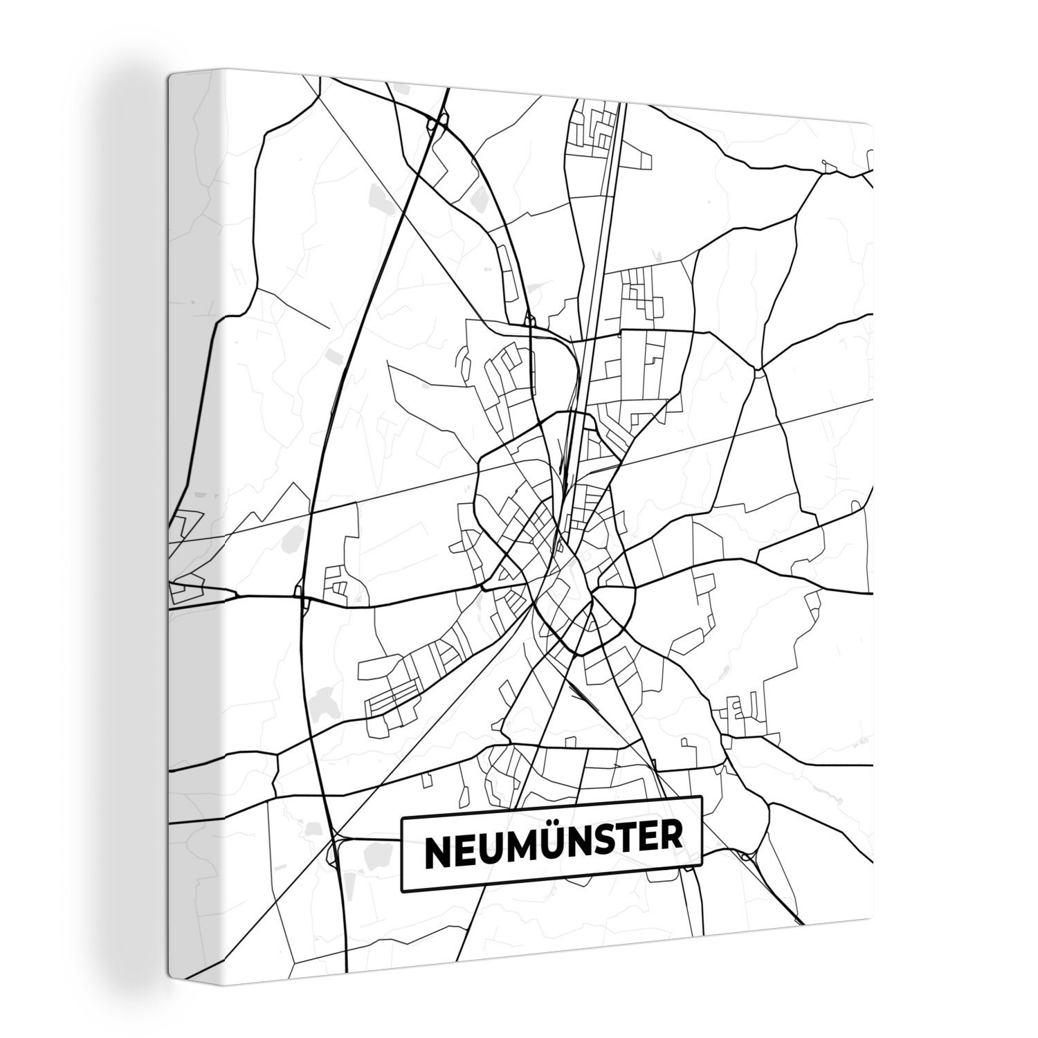 OneMillionCanvasses® Leinwandbild Karte - Neumünster - Karte - Stadtplan, (1 St), Leinwand Bilder für Wohnzimmer Schlafzimmer