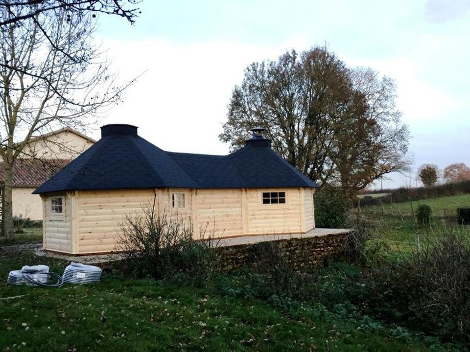 Xlmoebel Grillkota Grillkota Grillhütte Feuerhütte Grillhaus Holzpavillon mit Grill, Made in Europa