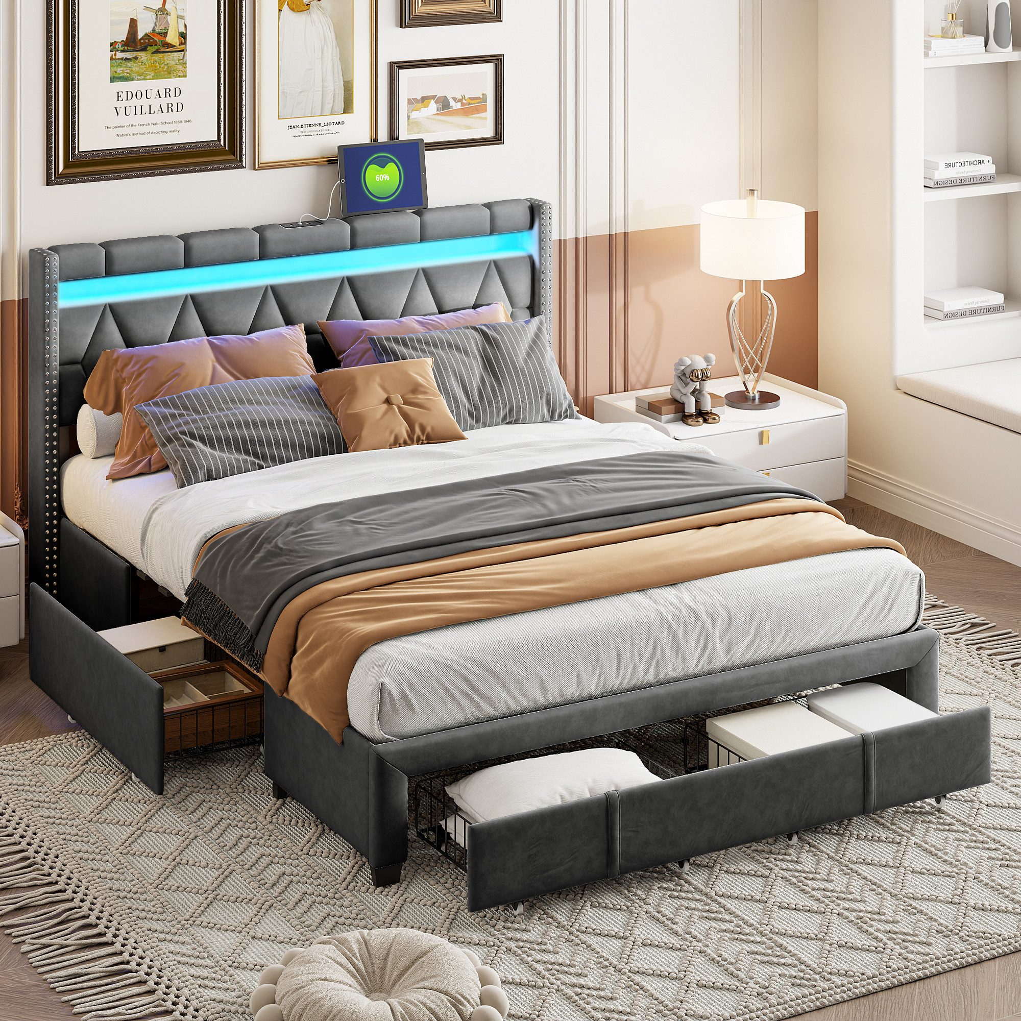 PXloue Funktionsbett Polsterbett Stauraumbett, Doppelbett, mit günstig online kaufen