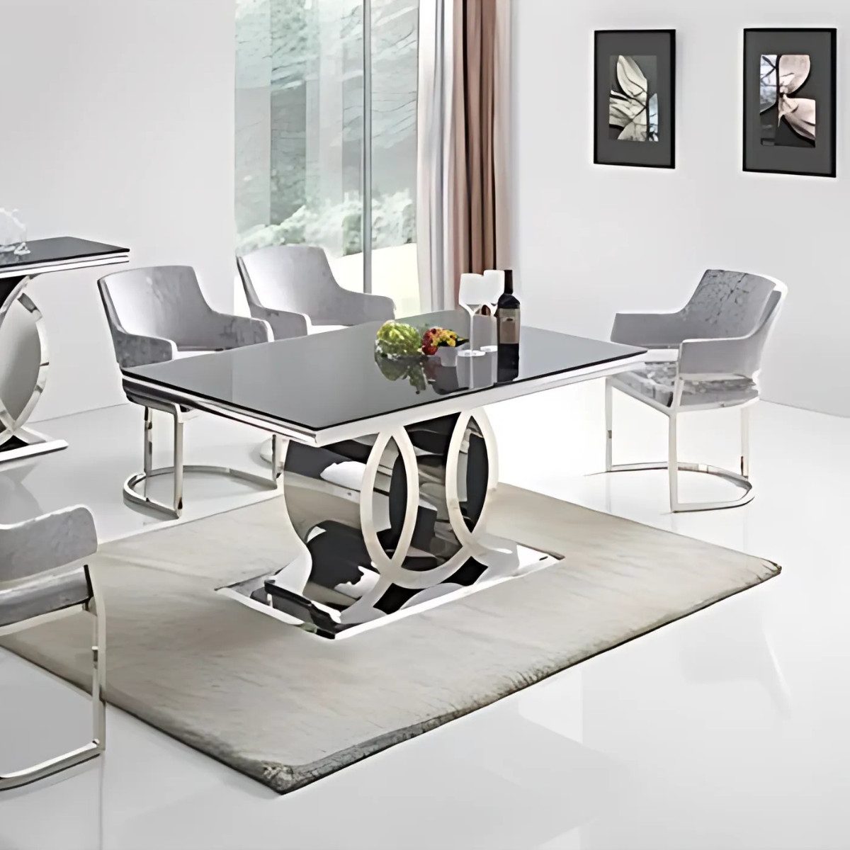 alesvelt Esstisch Napoli mit einzigartigem Design 180cm Glas rechteckig (1-Tisch), 180x90x76 cm