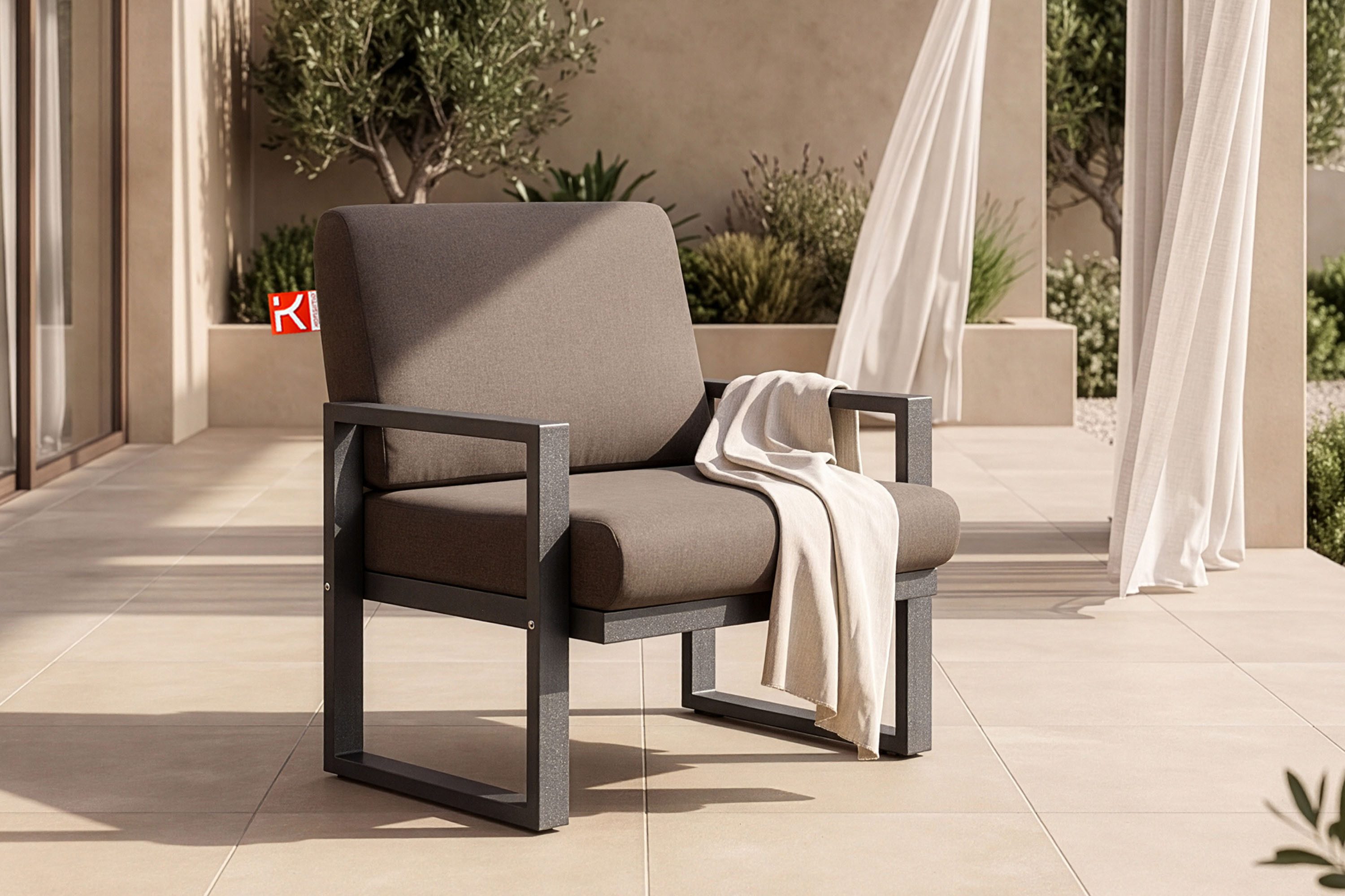 KONSIMO® Gartensessel FRENA Gartenstuhl, hergestellt in der EU (1x Gartensessel, Maße: 70x65x60 cm, 1x Sessel), pflegeleicht, schmutz- und wasserabweisend, UV-Beständigkeit