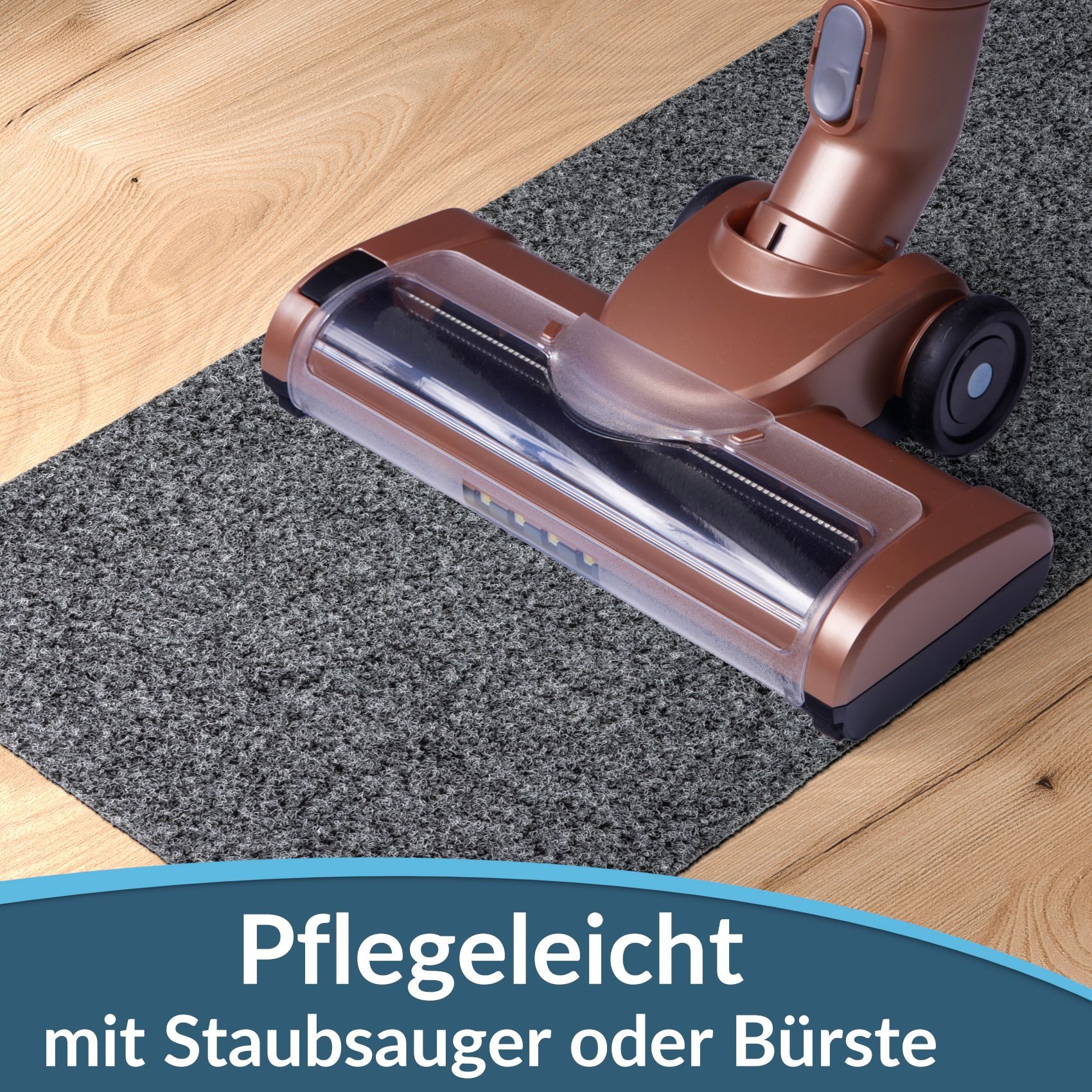 ANRO Fußmatte POET Schuhparkplatz schmal Schmutzfangmatte Unifarben, eckig, Höhe: 3 mm, Schuh-Abstellplatz rutschfest 25x60cm Kräusel Grau wasserdicht – Bild 4 von 5