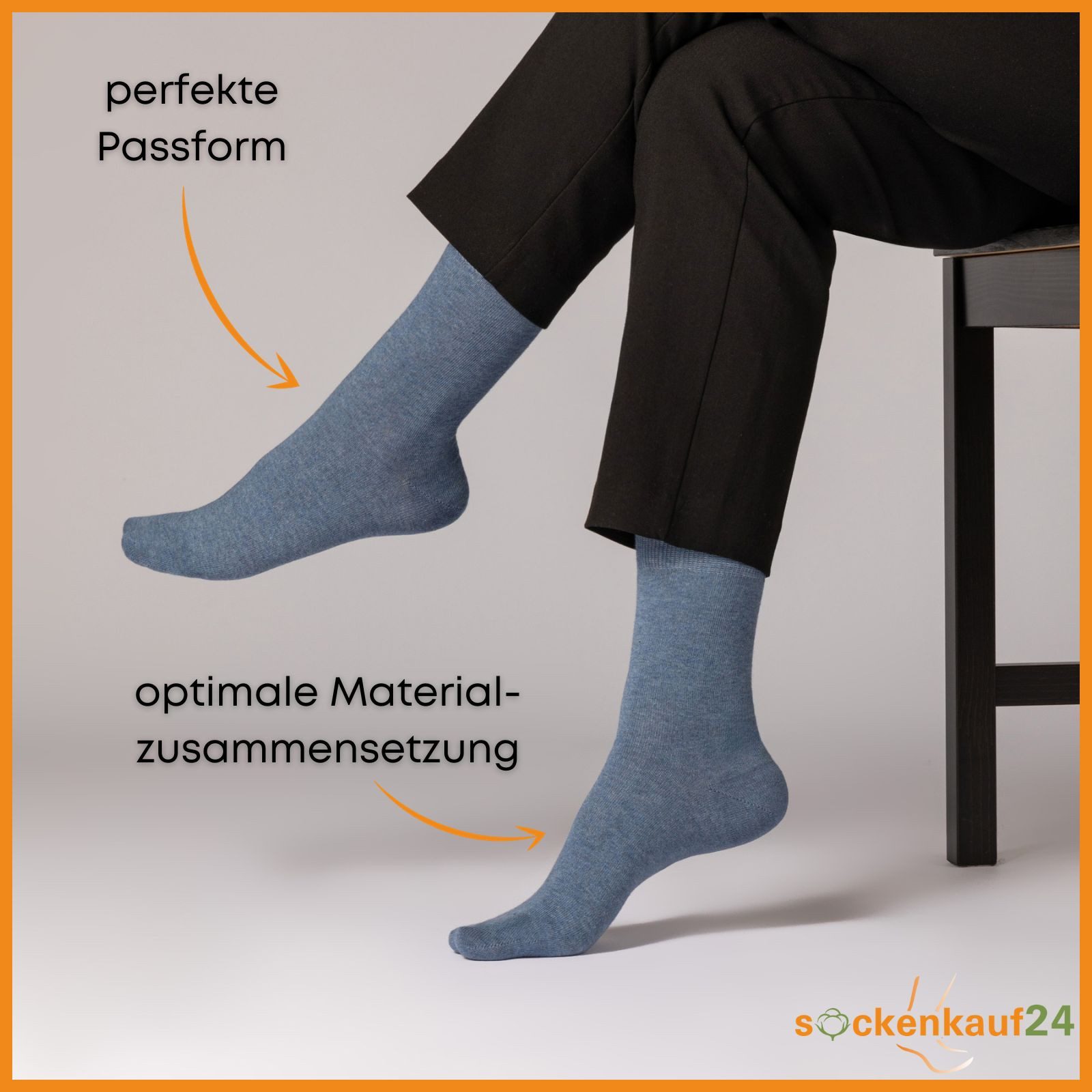sockenkauf24 Basicsocken 6 oder 12 Paar Socken Damen & Herren Business Socken Baumwolle (Jeansmix, 6-Paar, 39-42) Komfortbund atmungsaktiv - Basicline 70203