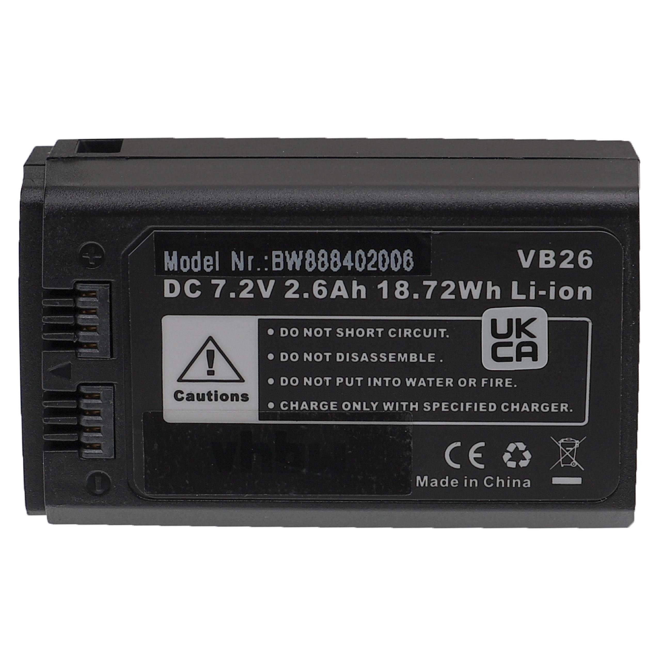 vhbw Ersatz für Godox VB26A, VB26 für Akku Li-Ion 2600 mAh (7,2 V)