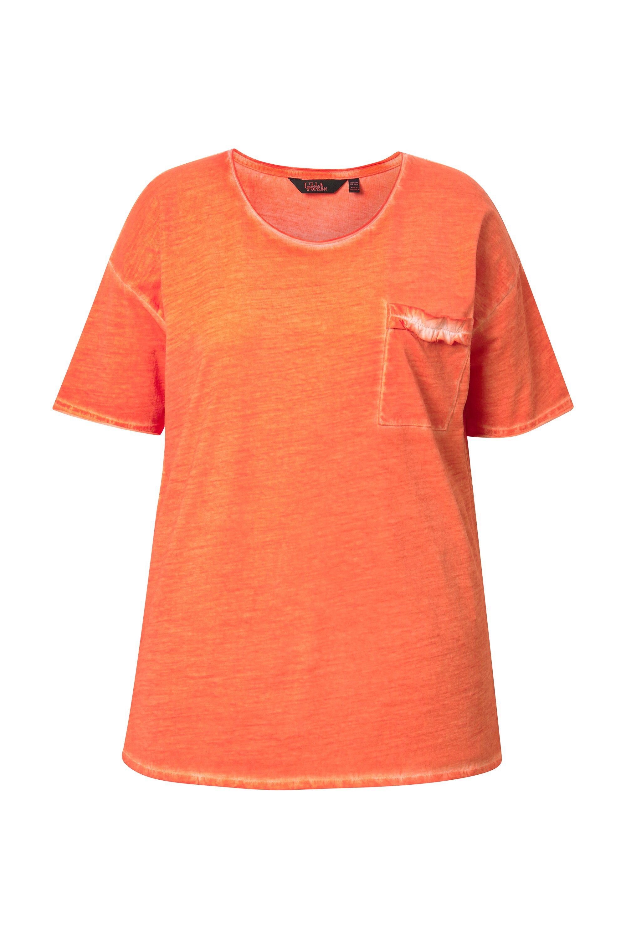 Ulla Popken T-Shirt T-Shirt oversized Rüschen-Brusttasche günstig online kaufen