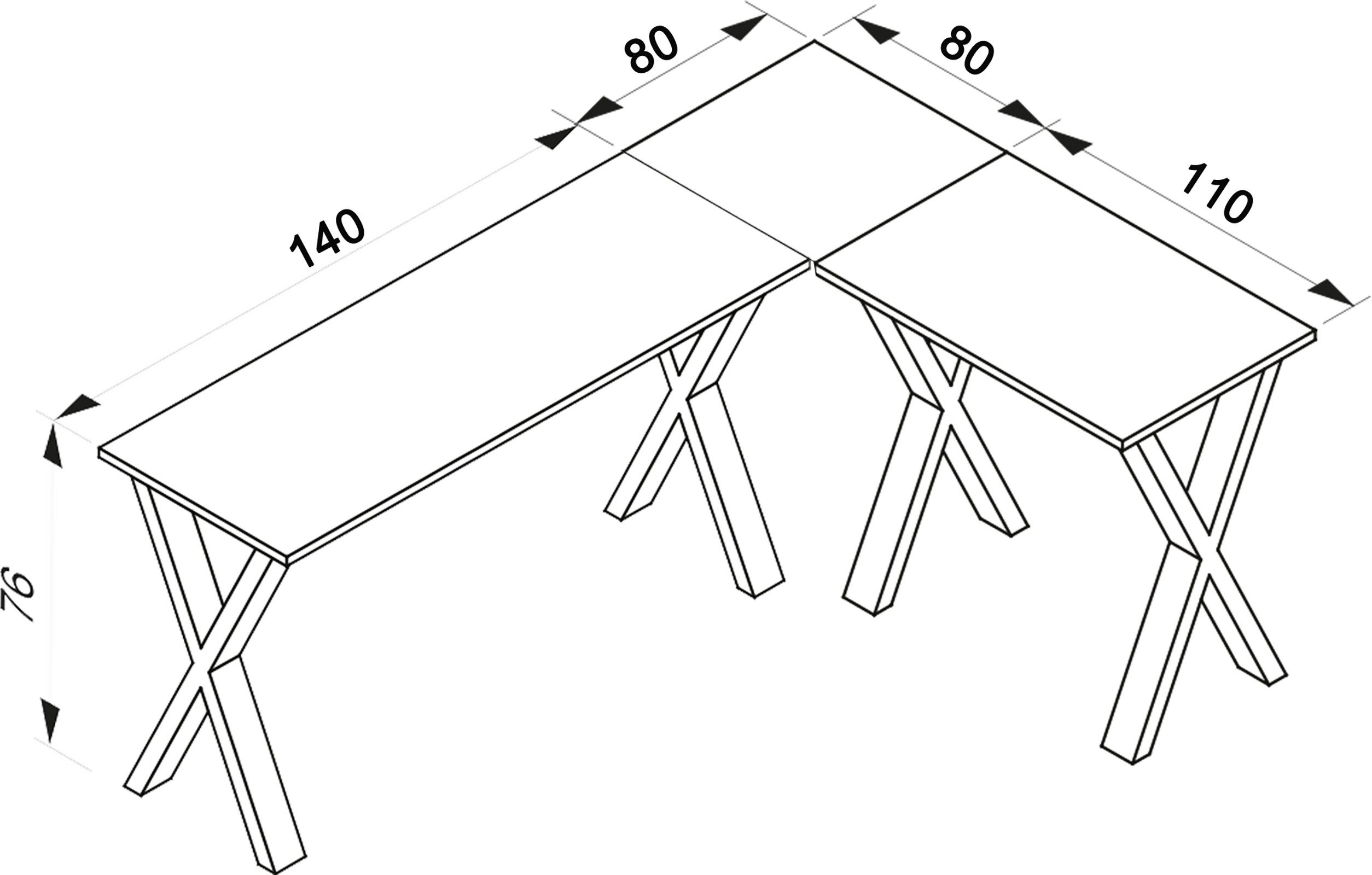 VCM Schreibtisch Bürotisch Eckschreibtisch Lona H. 76 x B. 220 x T., VCM Holz Schreibtisch, L Form links oder rechts