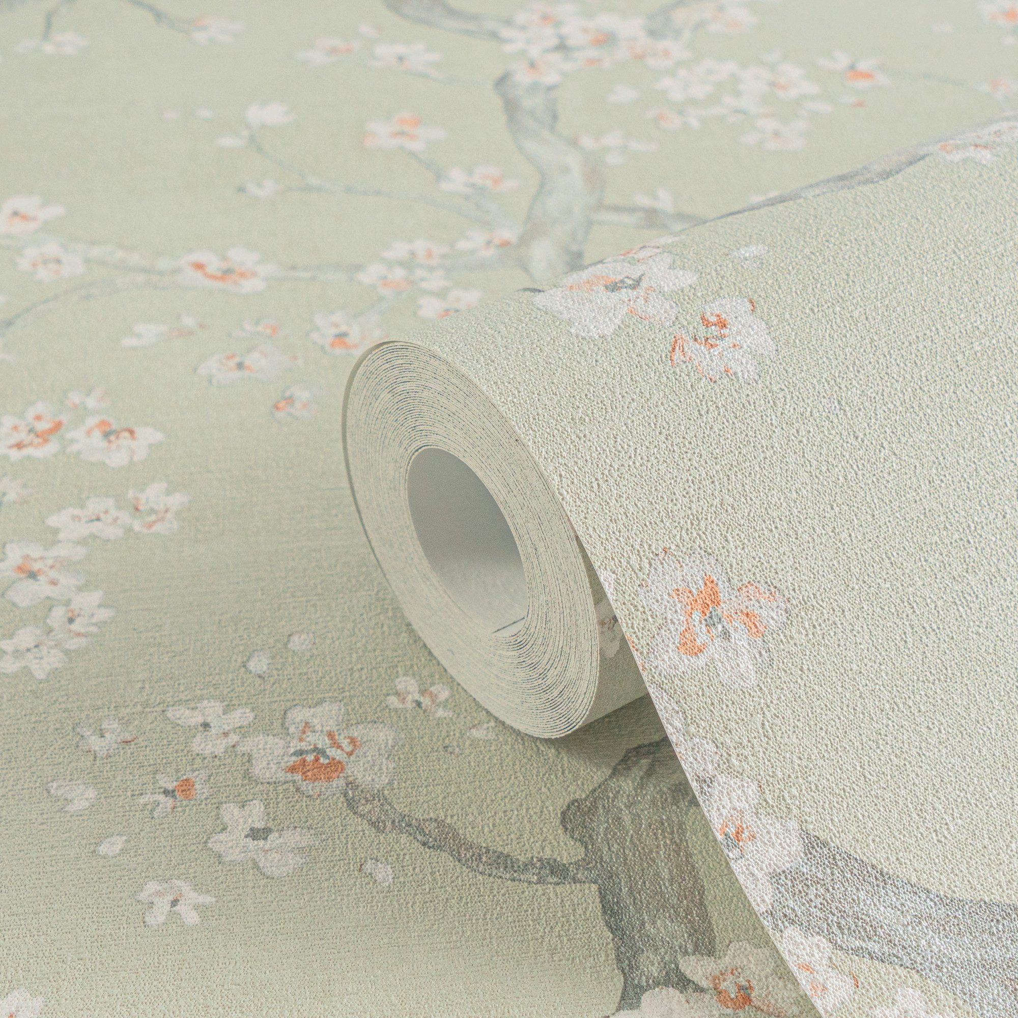 living walls Vliestapete Blütenzweigtapete bunt Kirschblütenmotiv Asiatisch, strukturiert, floral, (1 St)