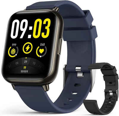 AGPTEK Smartwatch (1,69 Zoll, iOS und Android), Armbanduhr mit Musiksteuerung Herzfrequenz Wasserdicht Fitness Tracker
