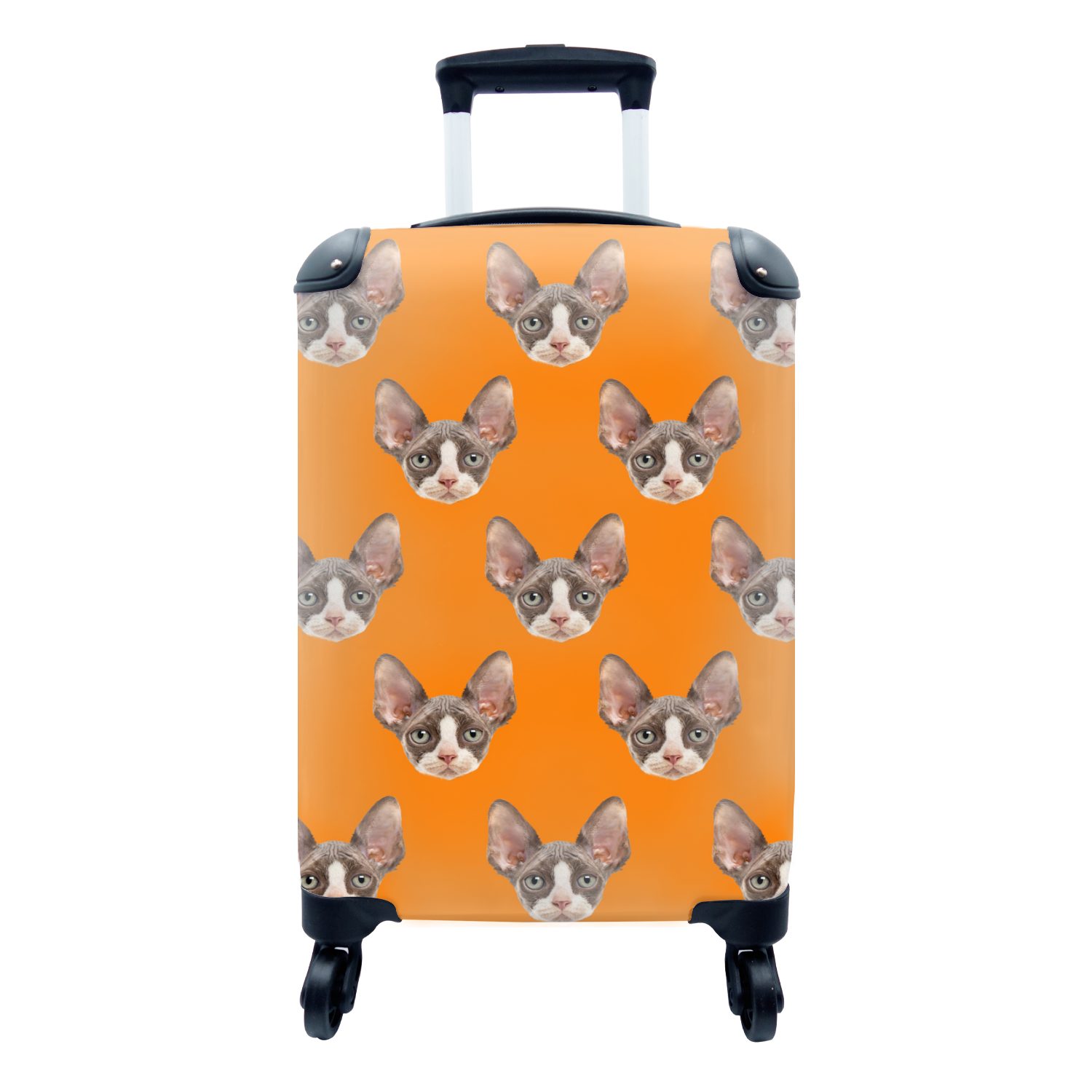 mit 4 Rollen, Katze Trolley, - Muster, für rollen, MuchoWow Handgepäck Ferien, - Reisekoffer Reisetasche Handgepäckkoffer Orange