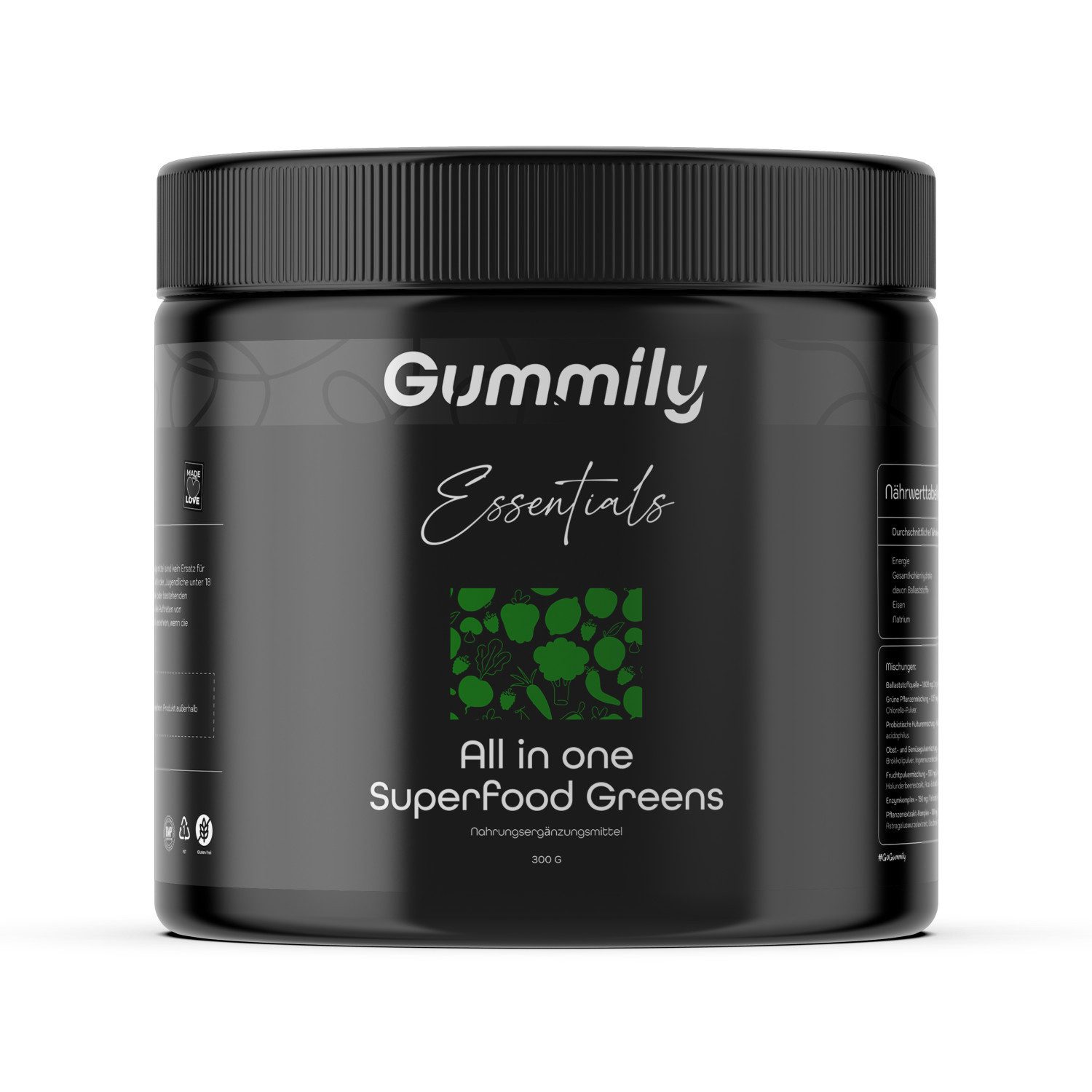 Gummily® Super Green Pulver - Superfood Mix Pulver, 300 g
