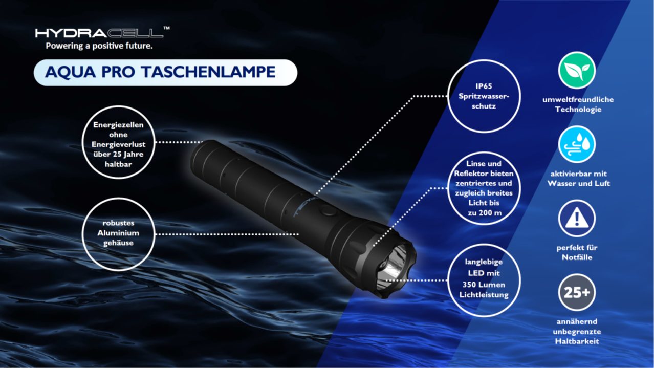 HydraCell LED HydraCell Taschenlampe LED AquaPro Taschenlampe