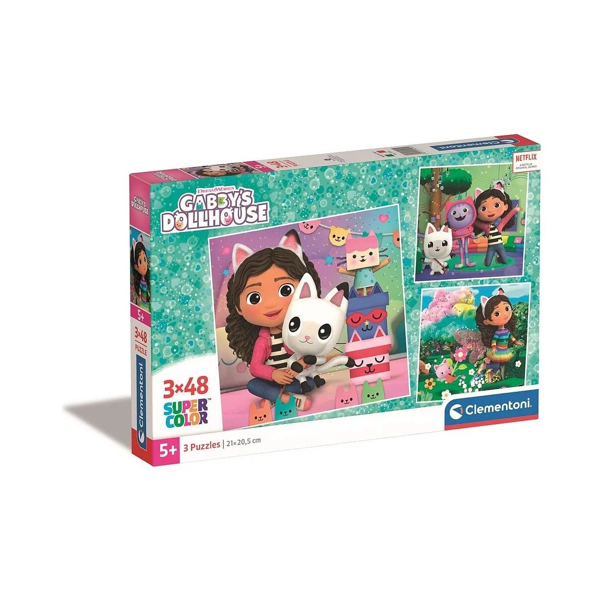 Clementoni® Lernspielzeug Gabby's Dollhouse Playland 3x48 Stück Puzzle Clementoni