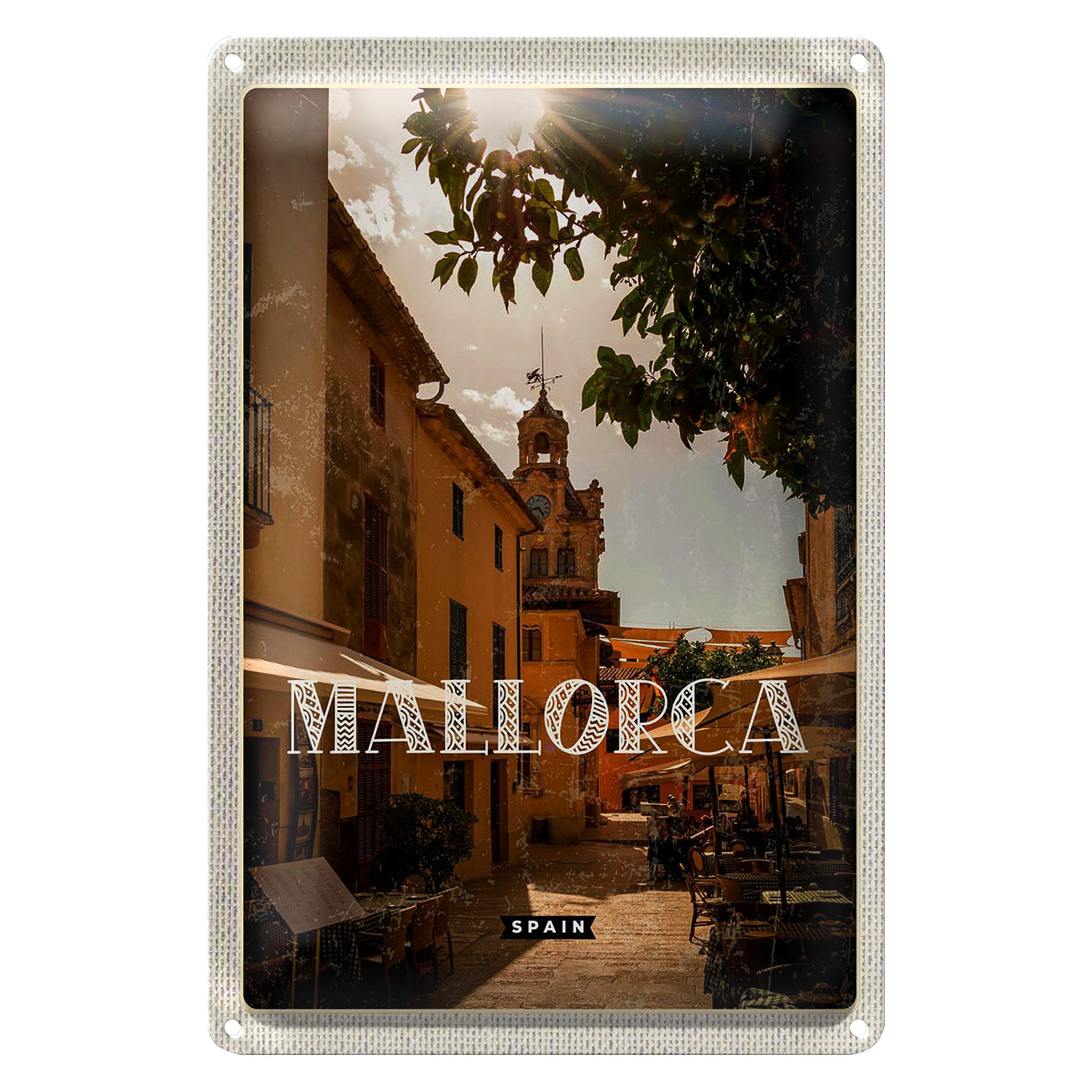 Roomando Metallschild Blechschild Reise 20x30cm Mallorca Spain Urlaubsort Altstadt