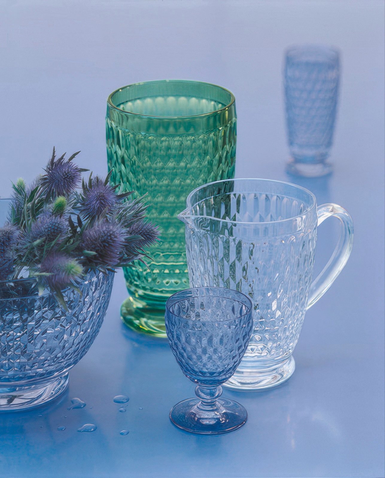 Villeroy & Boch Weinglas Boston Coloured, Kristallglas, Spülmaschinengeeignet, Blau, Boston, H: 12cm