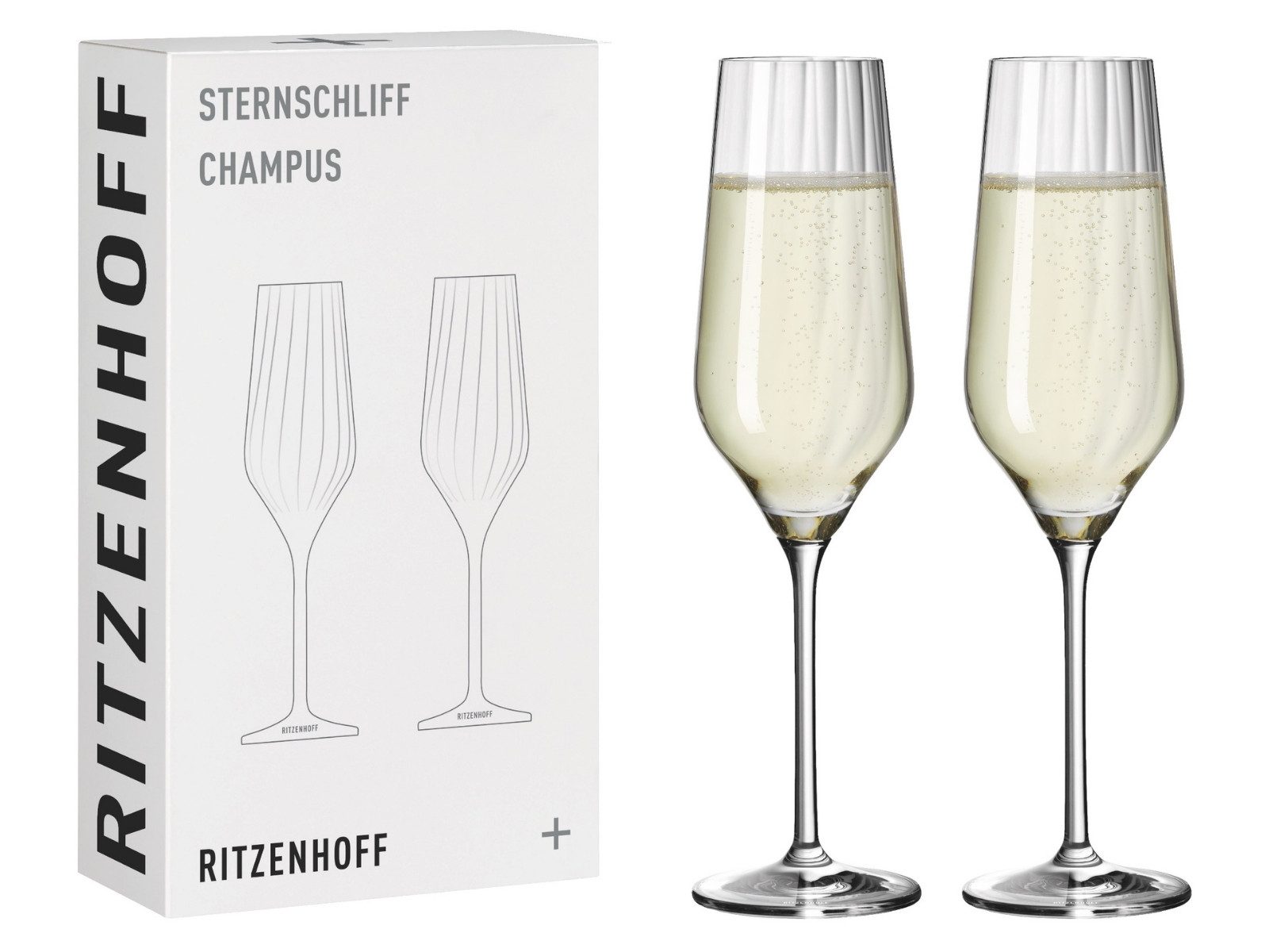 Ritzenhoff Gläser-Set Sternschliff Champus Set 2tlg Bundle 14, Kristallglas