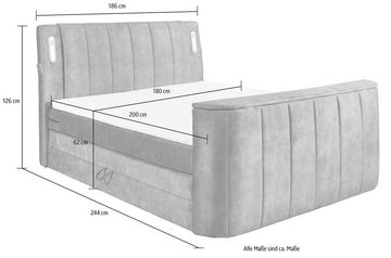 ED EXCITING DESIGN Boxspringbett Dallas (7-St), inkl. Topper, LED-Beleuchtung, TV Halterung und zwei Bettkästen