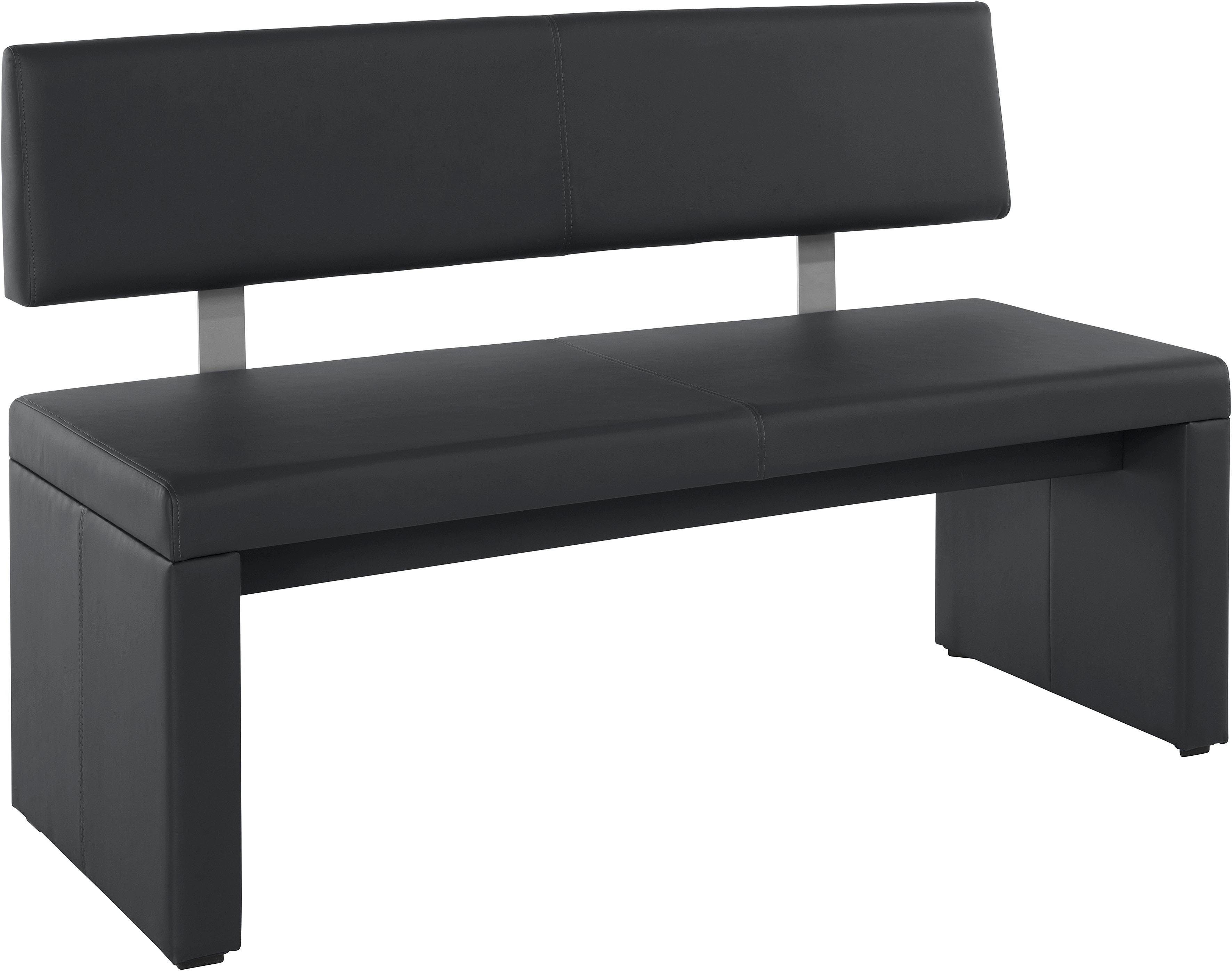 OTTO home Sitzbank Charissa, mit Lehne, Breite 140, schwarz, Gr. 180 cm x 90 cm x 53 cm, Bezug Kunstleder