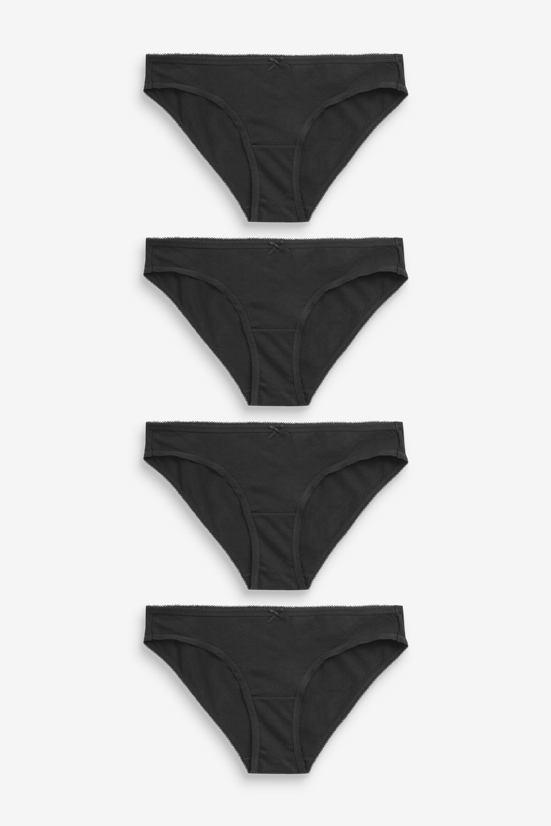 (4-St) hohem Bikinislip Black mit Bikini-Slips Baumwollanteil im Next 4er-Pack