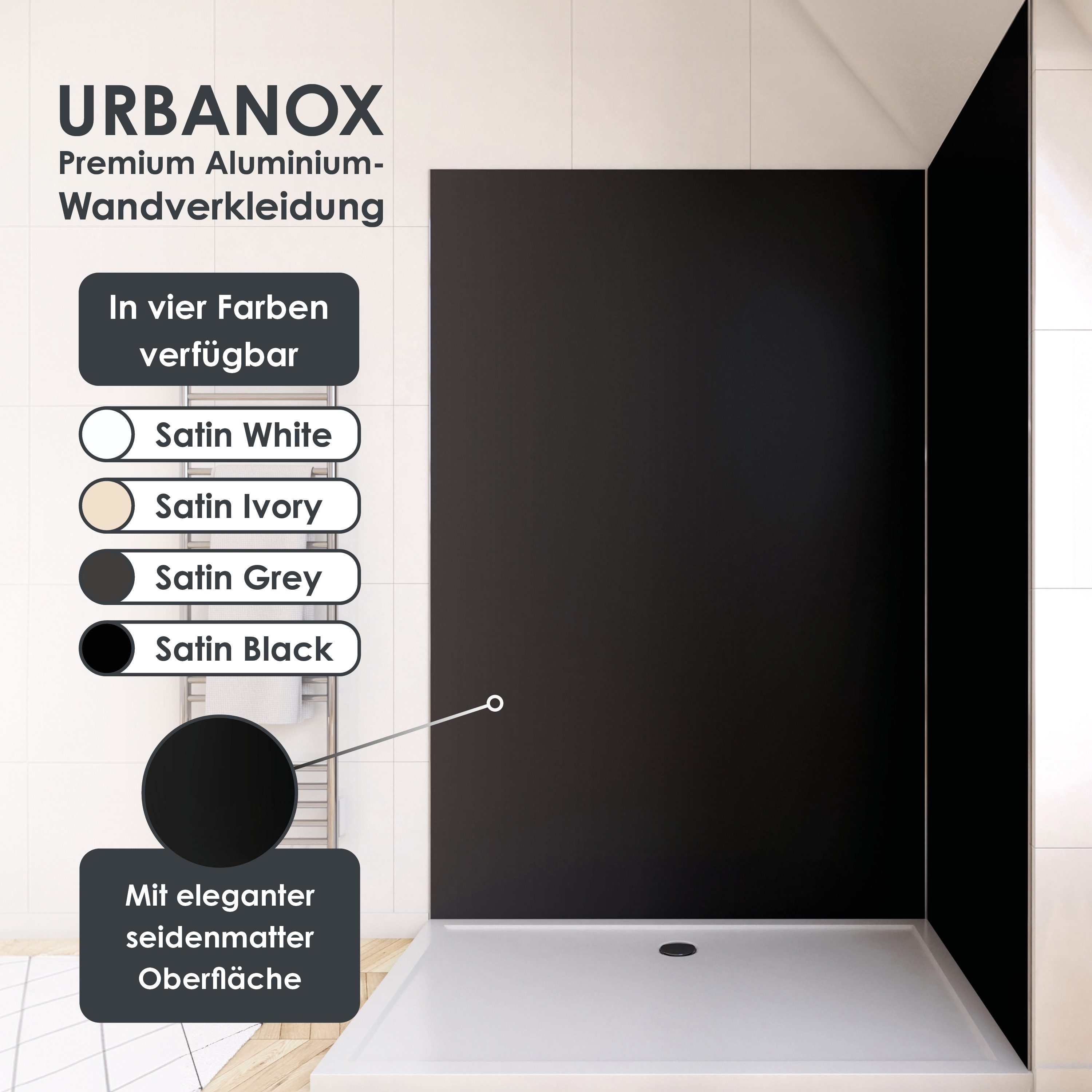 Marwell Duschrückwand Urbanox, (Set, 2-tlg), Set bestehend aus: 1 Paneel 90 x 210 cm, 1Paneel 120 x 210 cm