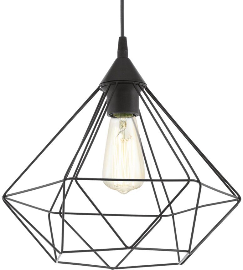 EGLO Pendelleuchte TARBES Hängeleuchte, Pendellampe, Vintage, Retro, Stahl, schwarz E27, ohne Leuchtmittel, Wohnzimmerlampe, Esstischlampe, Drahtgeflecht, 1 flammig, 110x32,5cm