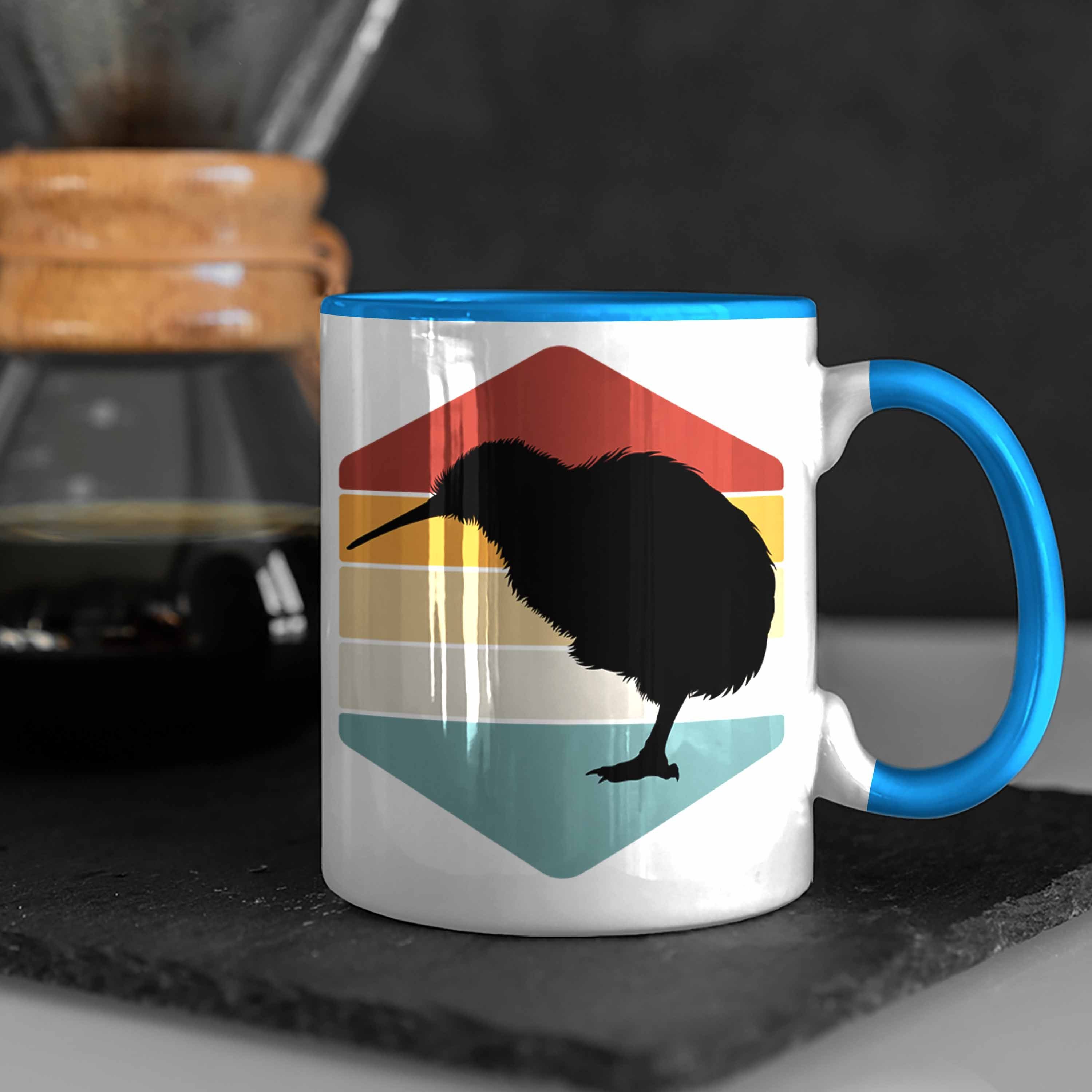 Trendation Tasse Neuseeland Kiwi Tier Auslandsjahr Geschenkid Blau Geschenk Newzeeland Tasse