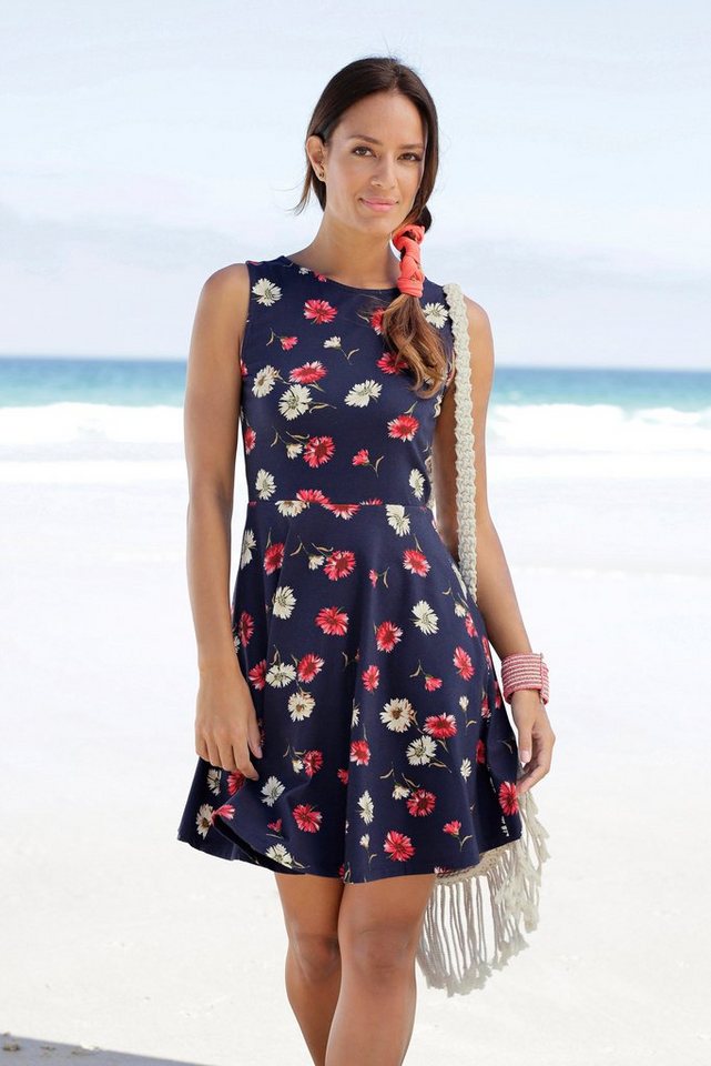 Beachtime Strandkleid mit Blumendruck, Schmeichelnde Naht in der Taille