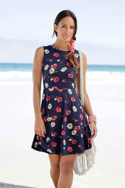 Beachtime Strandkleid mit Blumendruck, Sommerkleid aus elastischer Baumwolle
