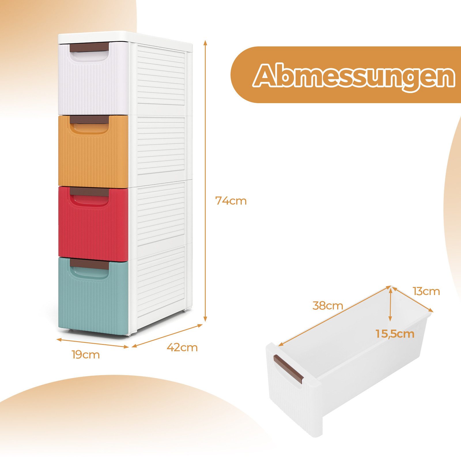 COSTWAY Beistellwagen Nischenschrank schmal – Bild 5 von 5