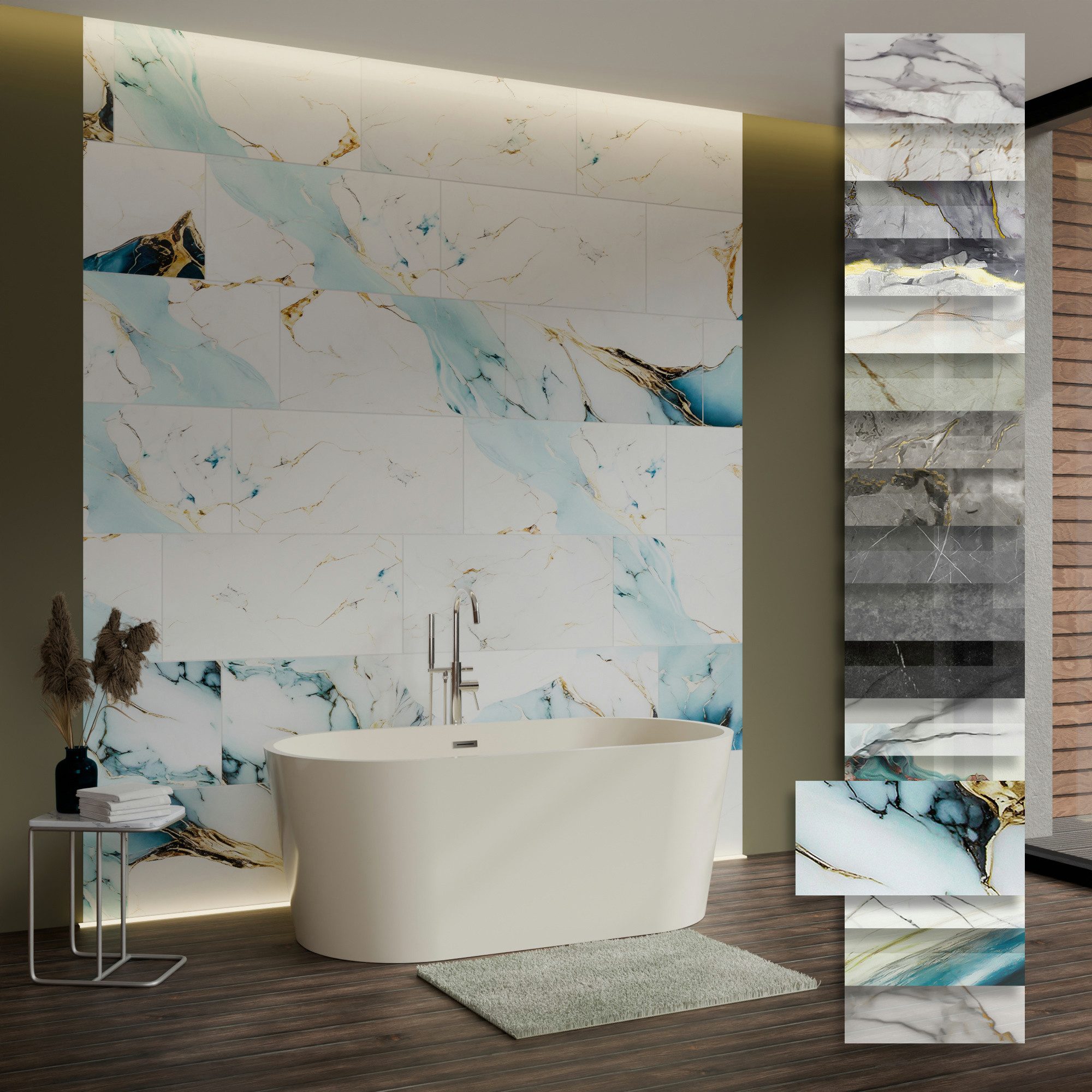 Hexim Wandpaneel, (Marmoroptik 1 Stück 78x39cm SPC Kunststoff Innen & Außenbereich Granit Steinoptik - Duschrückwand Küchenrückwand Robuste Wandverkleidung für Gewerbe (0,30m² 80112) B-Serie)