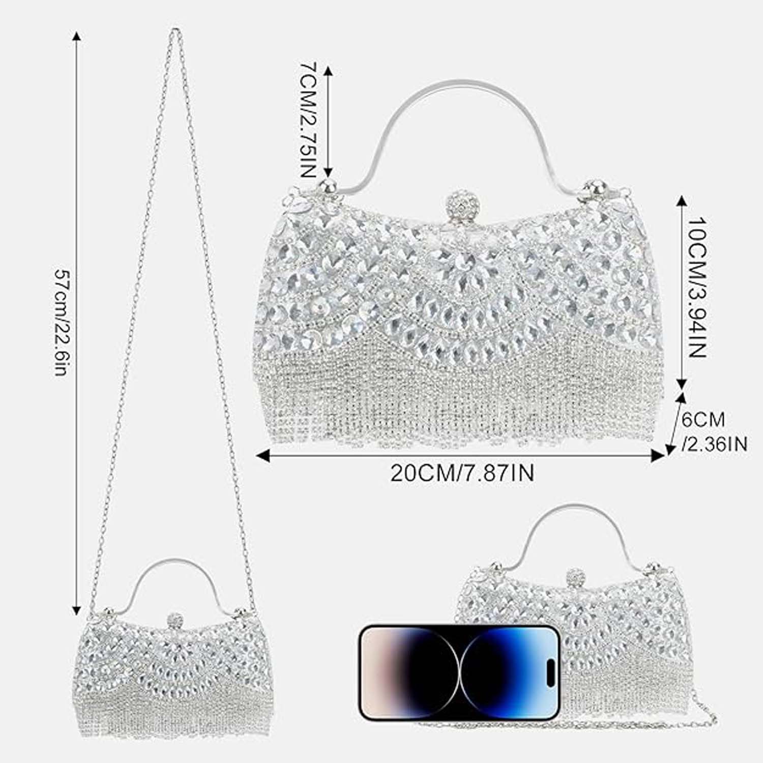 Zaewry Clutch Handtasche Abendtasche Brauttasche, Beuteltasche Damen – Bild 2 von 4