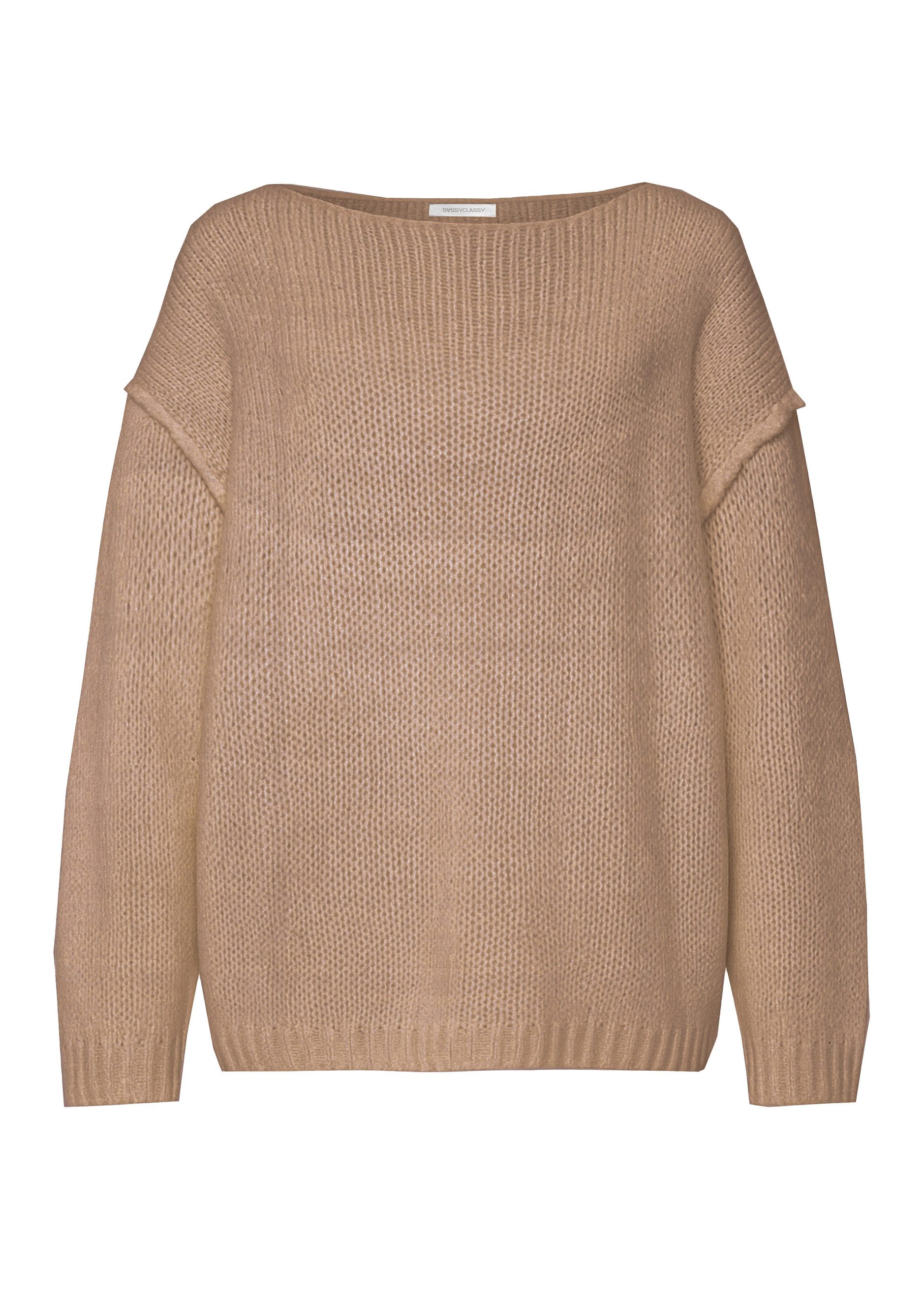 Strickpullover Oversize-Pullover mit Rundhalsausschnitt Damen
