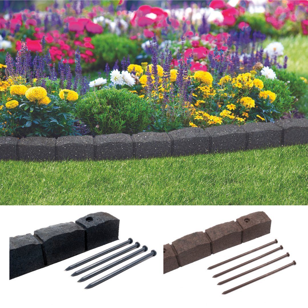 nm_trade Rasenkante Gartenpalisade Rasenkante Beeteinfassung Beetumrandung 120 cm, Einfache Montage, Frostbeständig, UV-Resistent, robust, ECO