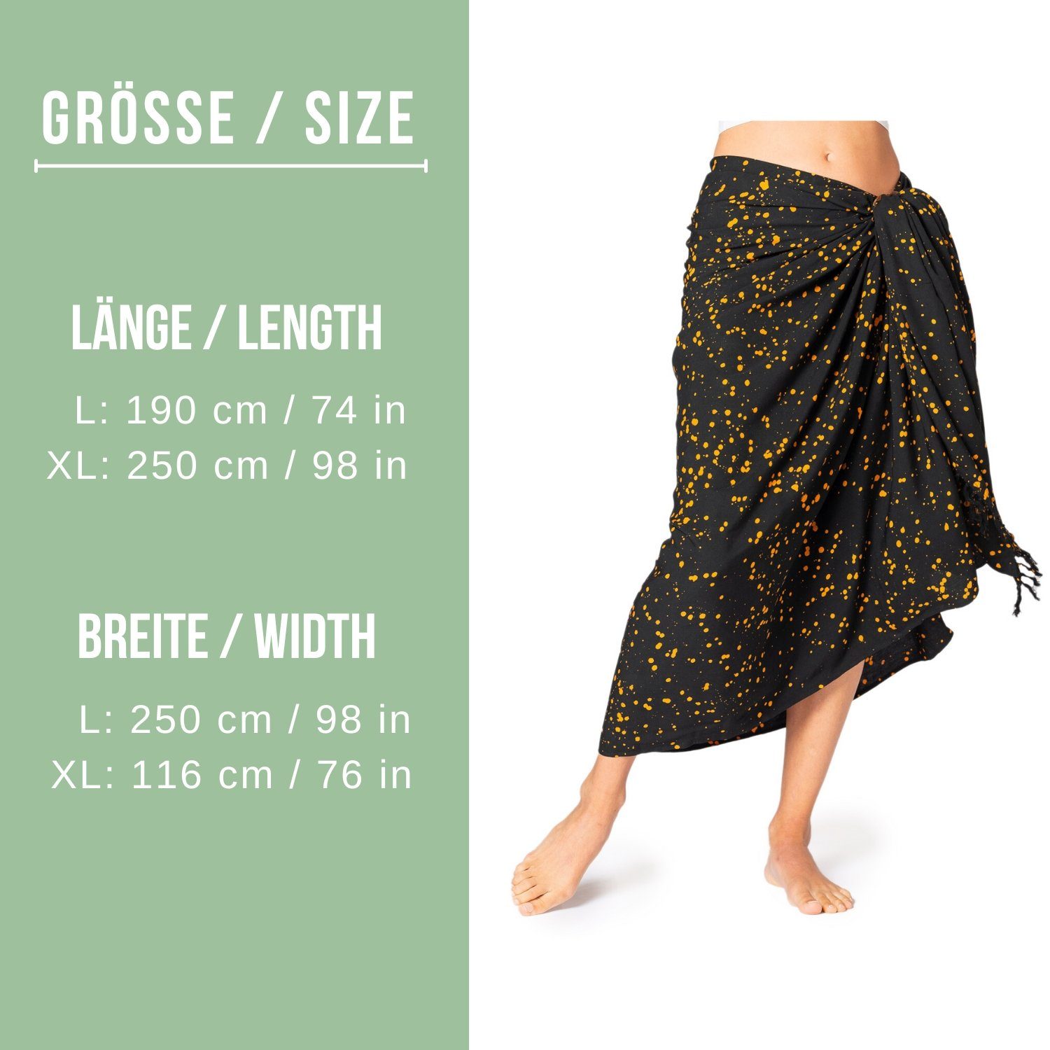 PANASIAM Sarong Pareo Starlit Wachsbatik aus hochwertiger Viskose Strandtuch, Viskose, Strandkleid Bikini Cover-up Tuch für den Strand Schultertuch Halstuch