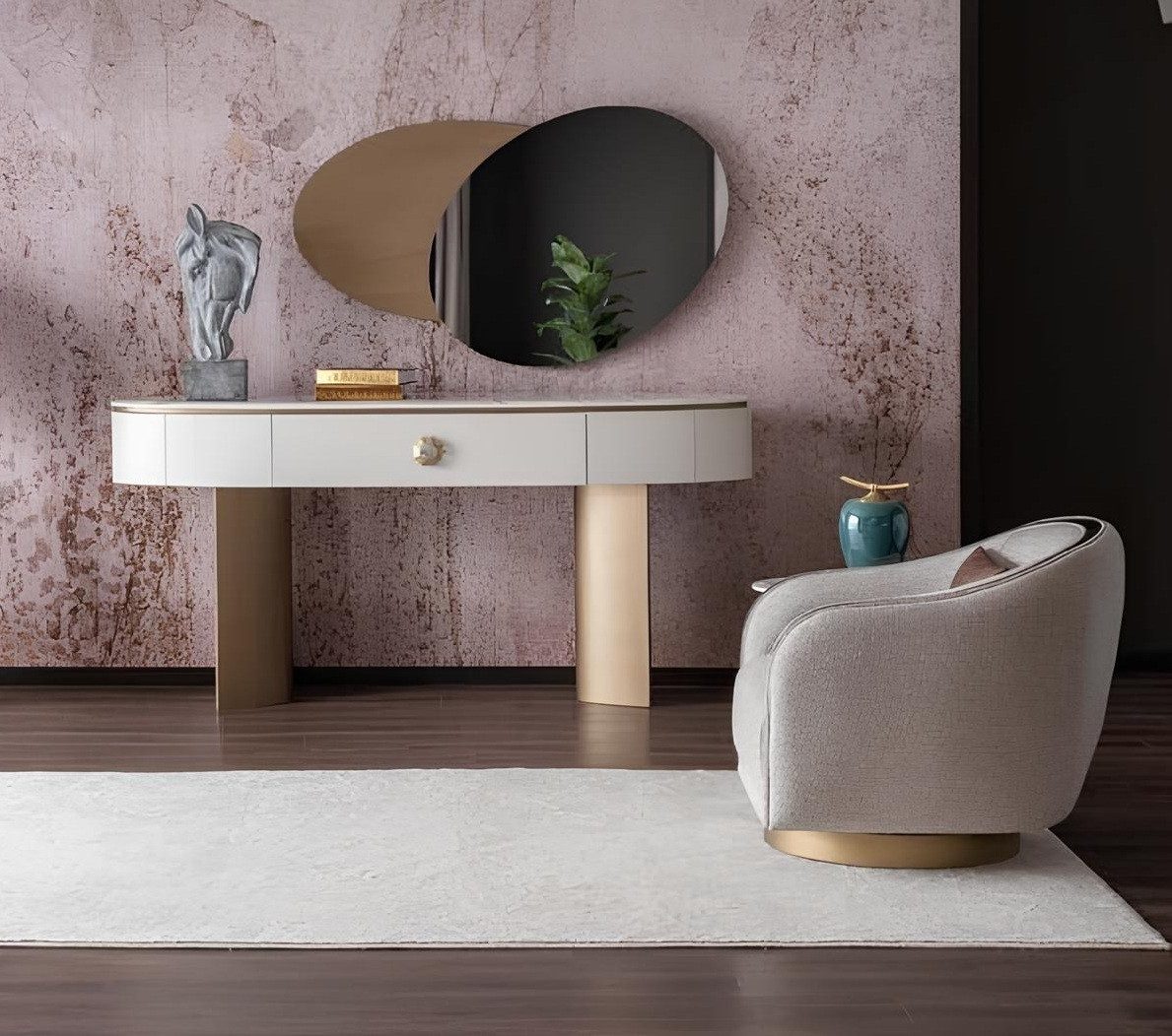 JVmoebel Konsolentisch Elegantes Möbelset mit Spiegel und bequemen Sessel in modernem Design (3-St., Konsolentisch, Spiegel, Sessel), Made in Europe