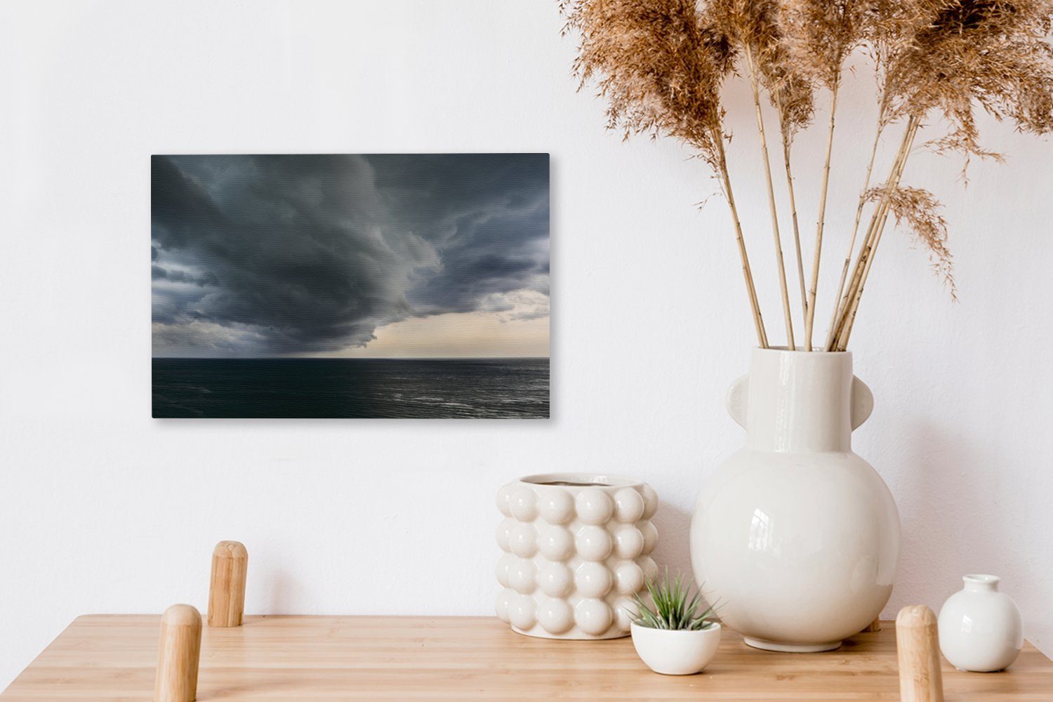 OneMillionCanvasses® Leinwandbild cm Meer, dem 30x20 (1 über Wanddeko, Wandbild Wolkenbildung Aufhängefertig, Leinwandbilder, St)