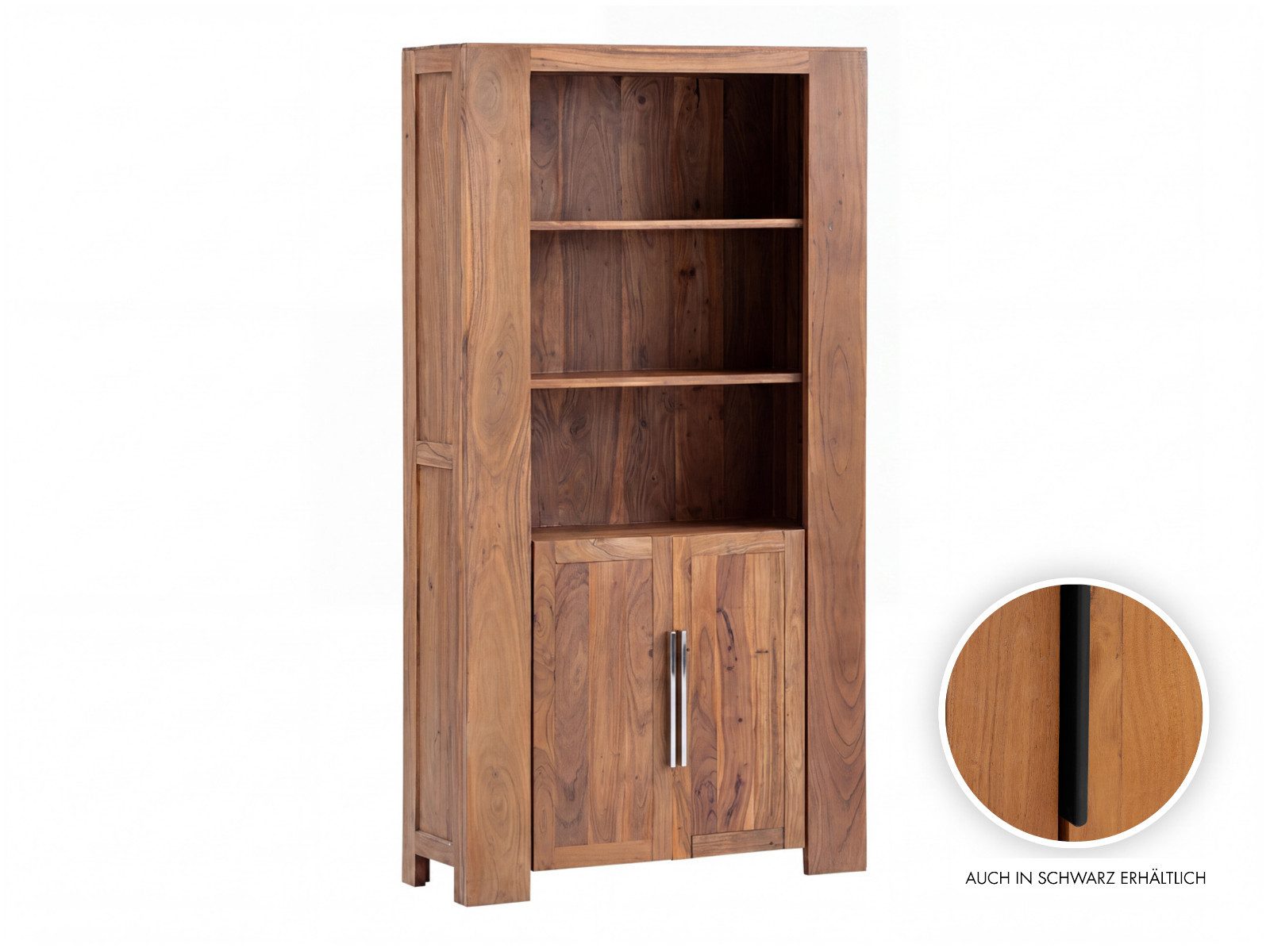 massivum Bücherregal Osbon Akazie Bücherschrank Massivholz