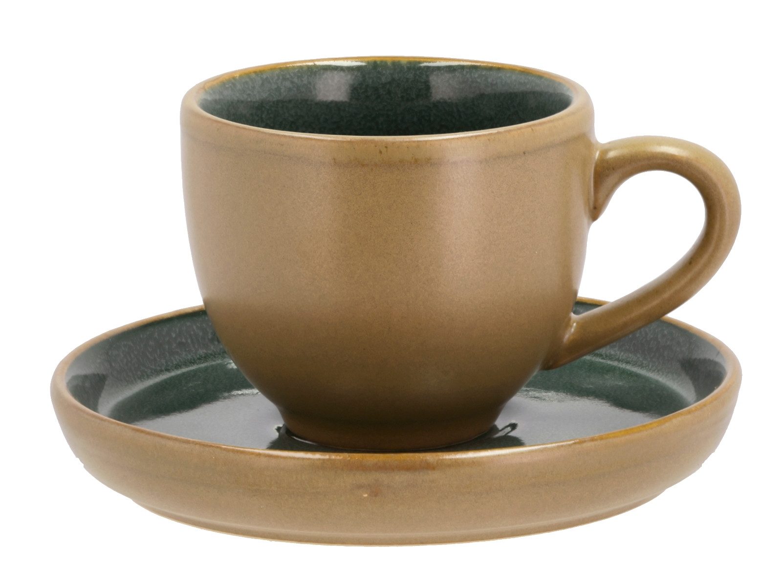 Bitz Espressotasse Espressotasse mit Untertasse wood/forest 0,07 l, Steinzeug, Espressotasse mit Untertasse Wood 7 cl Wood/Forest