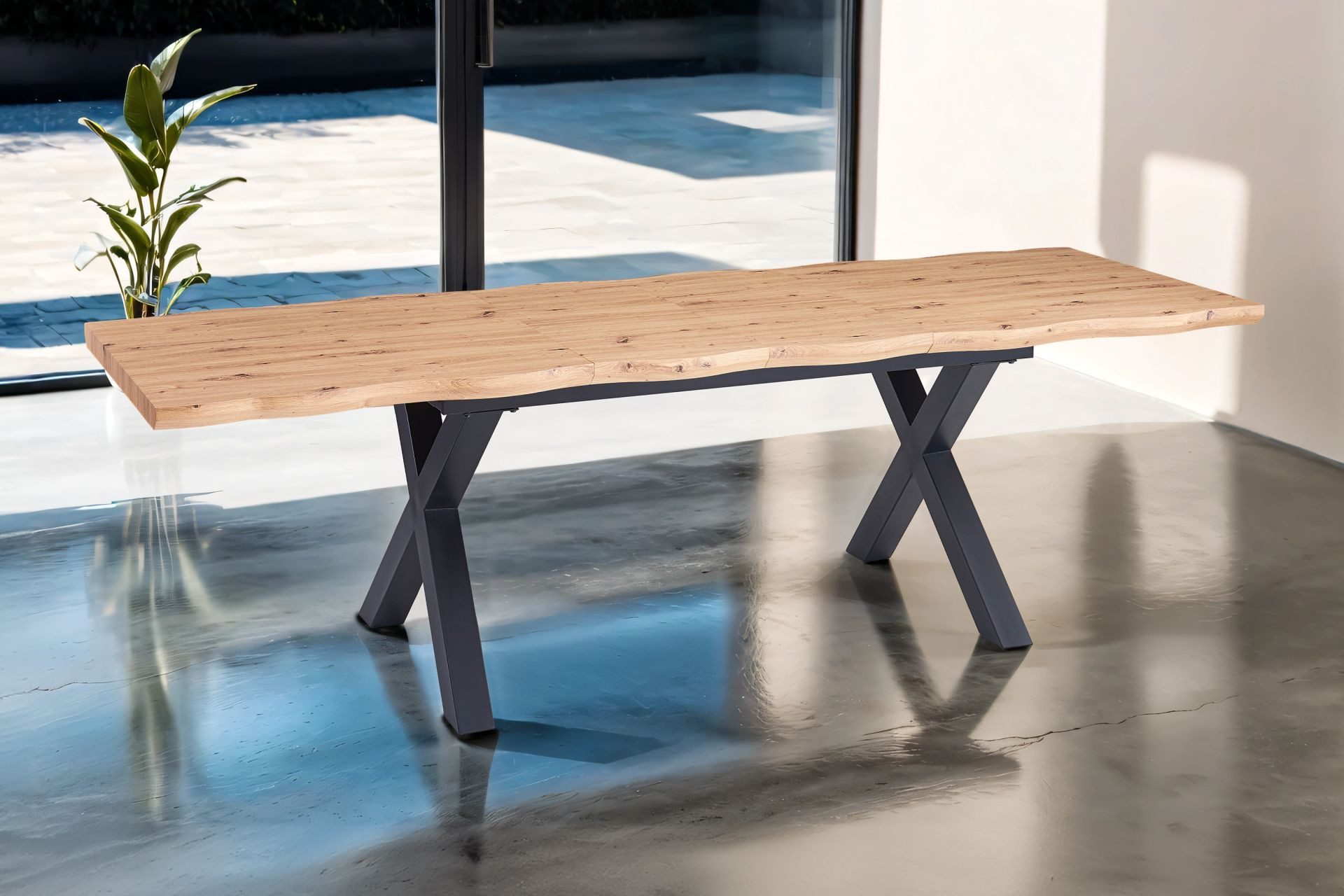 Loreno® Baumkantentisch Swan, Baumkante, ausziehbar, Metallgestell günstig online kaufen