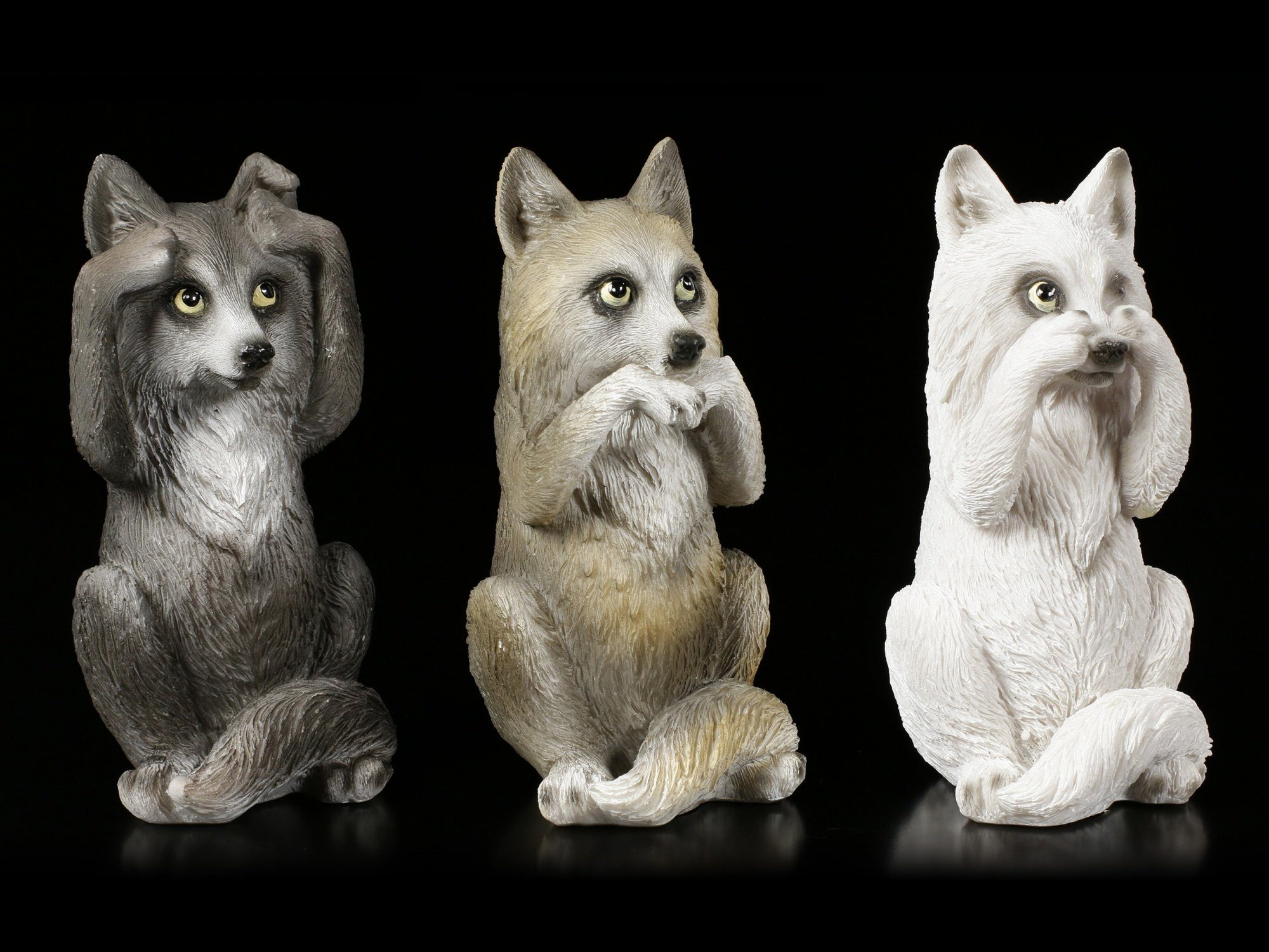 Figuren Shop GmbH Tierfigur Drei weise Wolf Figuren - Nichts Böses - Nemesi günstig online kaufen