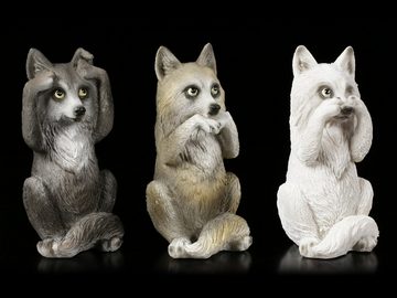 Figuren Shop GmbH Tierfigur Drei weise Wolf Figuren - Nichts Böses - Nemesis Now Dekofigur