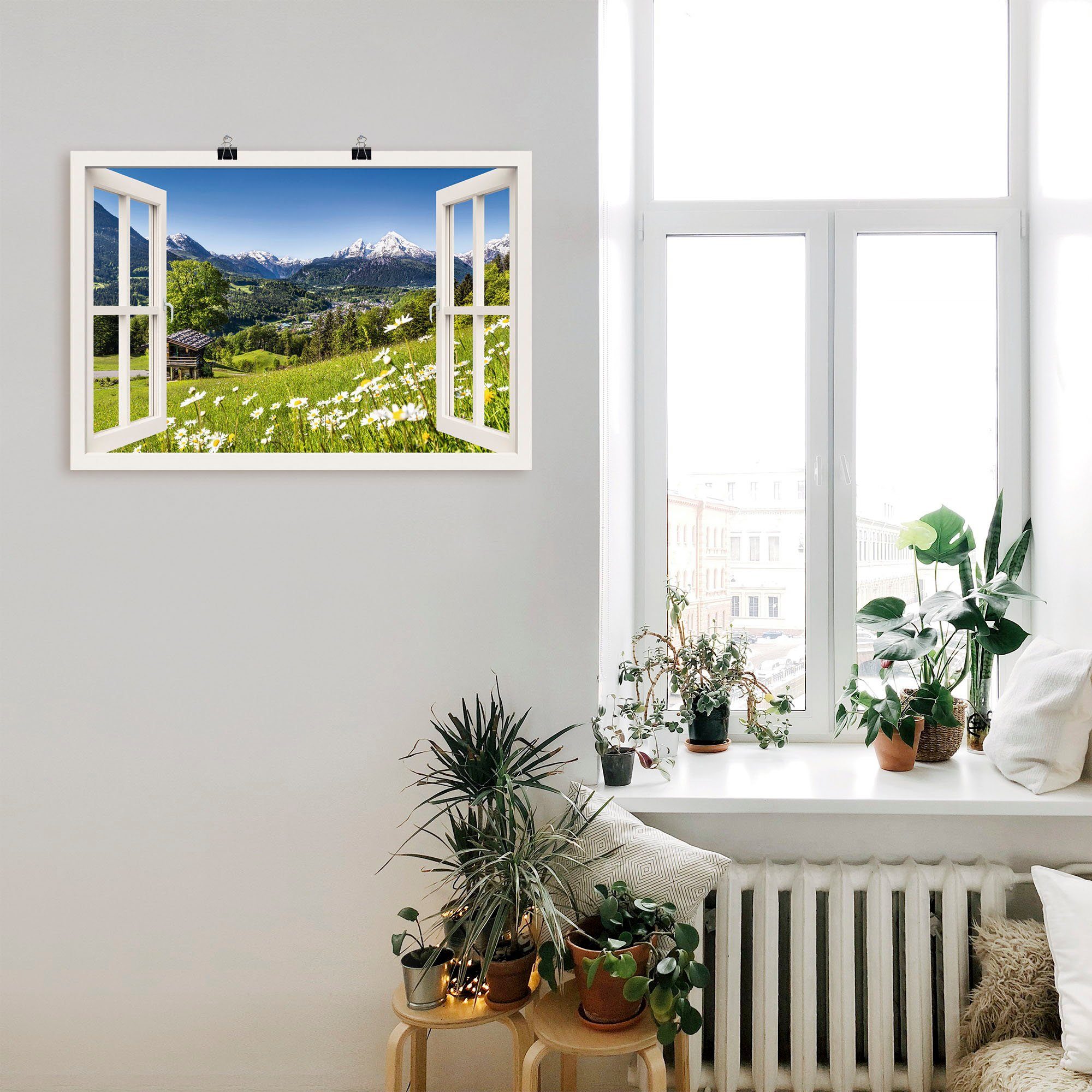 Artland Wandbild »Fensterblick Bayerischen Alpen«, Berge, (1 St.), als Alub günstig online kaufen