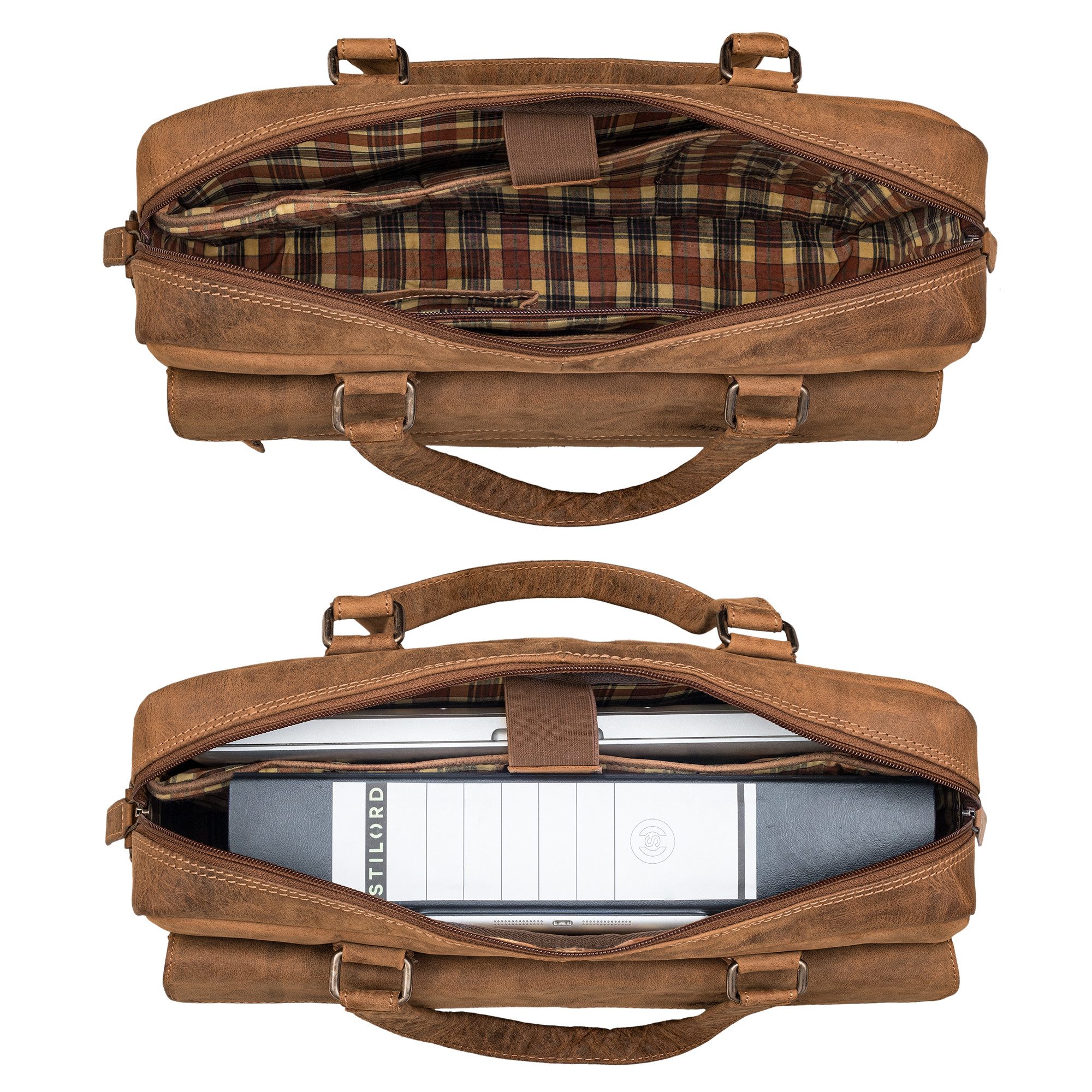 STILORD Laptoptasche "Matthew" Leder Aktentasche A4 Damen & Herren Laptop bis 16 Zoll – Bild 4 von 5