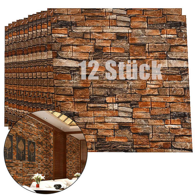 Puiaosso 3D-Wandtattoo 3D-Tapete 3D Wandpaneele12 stück Selbstklebend Wasserdicht 35x38 cm (12 Pcs Малюнки на стіни), Geeignet für die Installation auf glatten Wänden, TV-Wand, Sofa.