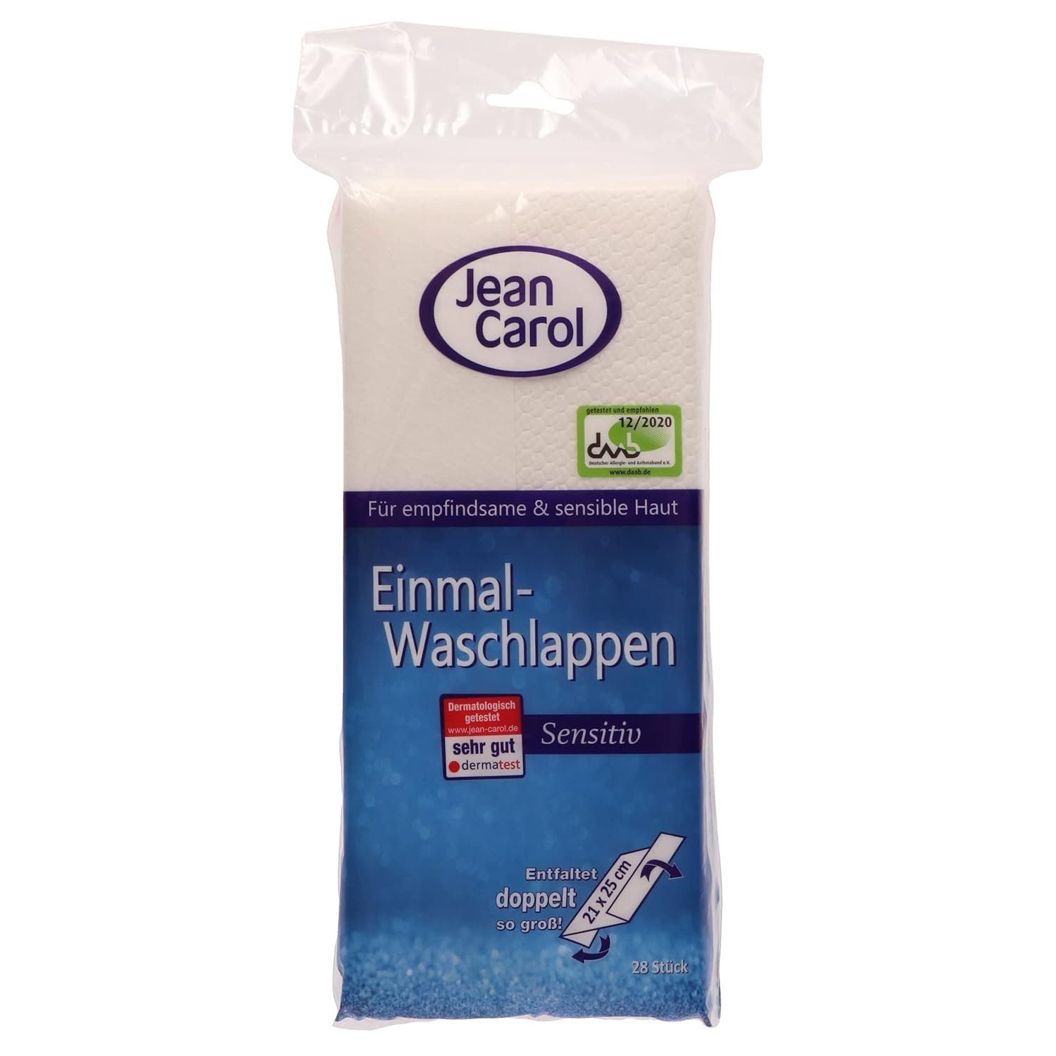 (1-tlg) Carol Einmal-Waschlappen, Waschlappen Jean Sensitiv, 28 Stück