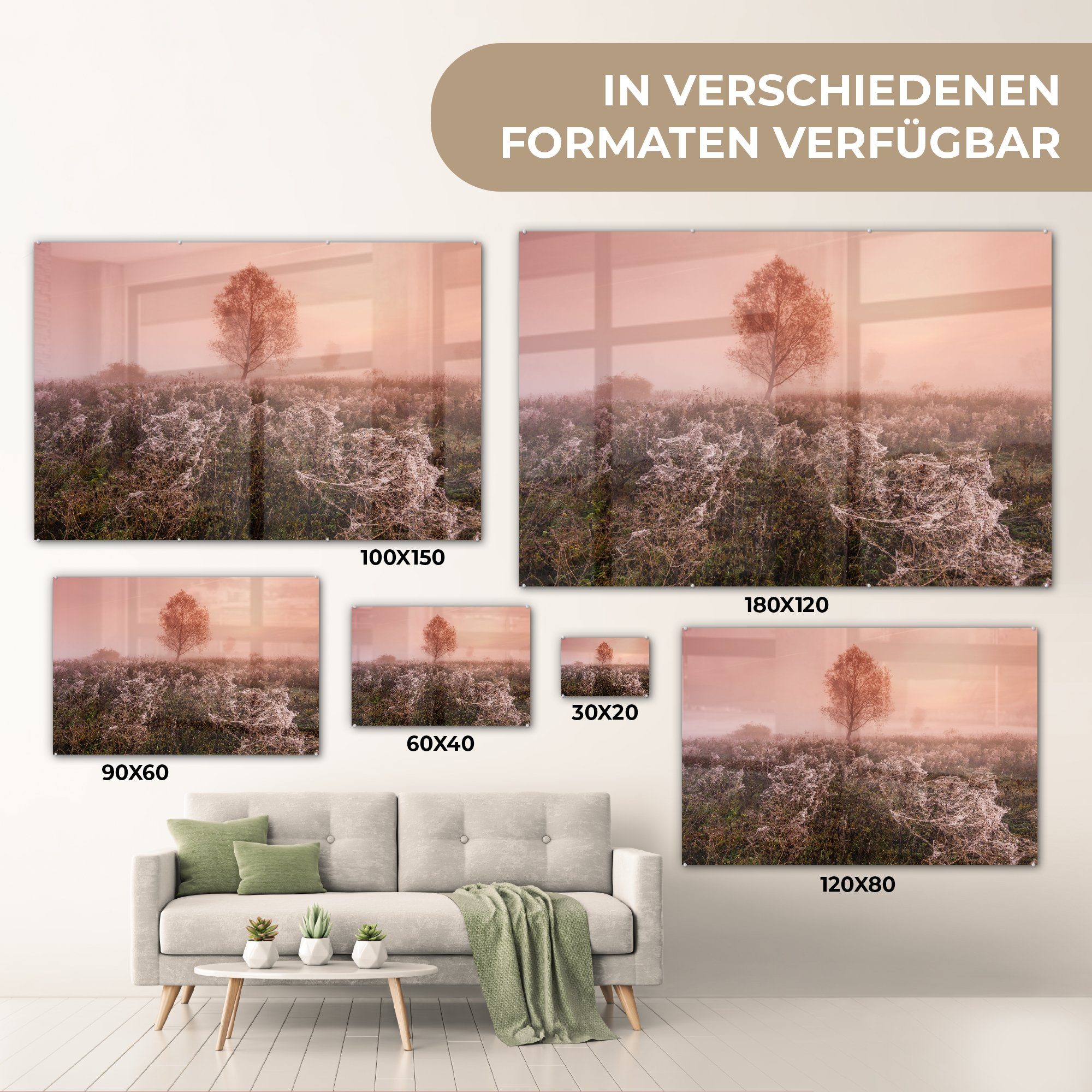 - Herbst St), MuchoWow Wohnzimmer - Baum Acrylglasbilder Tropfen, (1 Acrylglasbild & Schlafzimmer