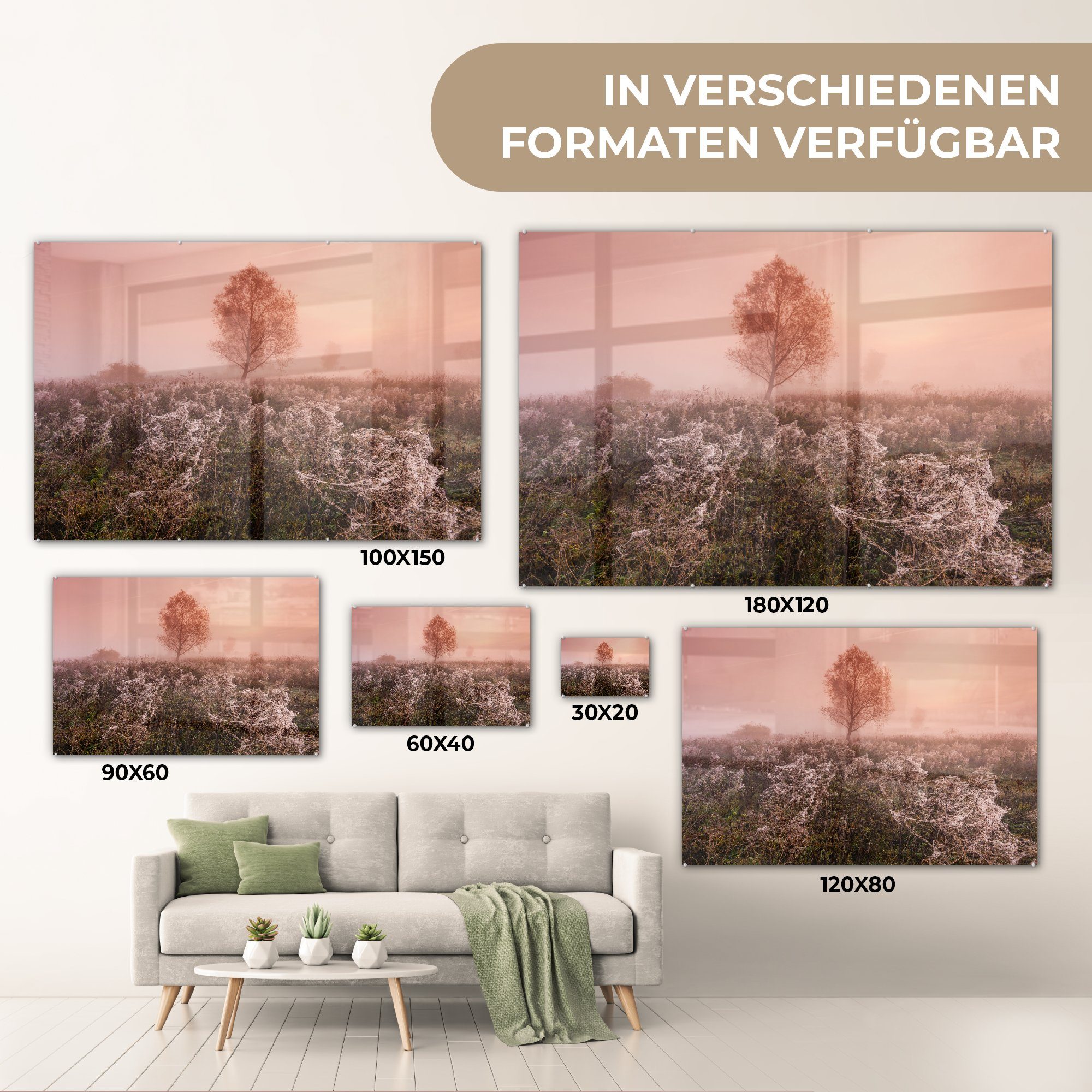 MuchoWow St), - Acrylglasbilder Acrylglasbild & - Baum (1 Wohnzimmer Schlafzimmer Herbst Tropfen,